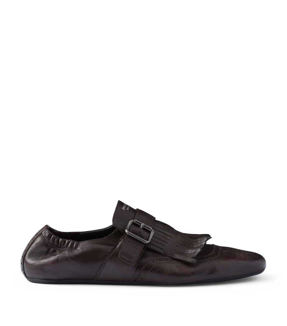 Calf Leather Fringed Monk-Strap Shoes F0003 Image 1