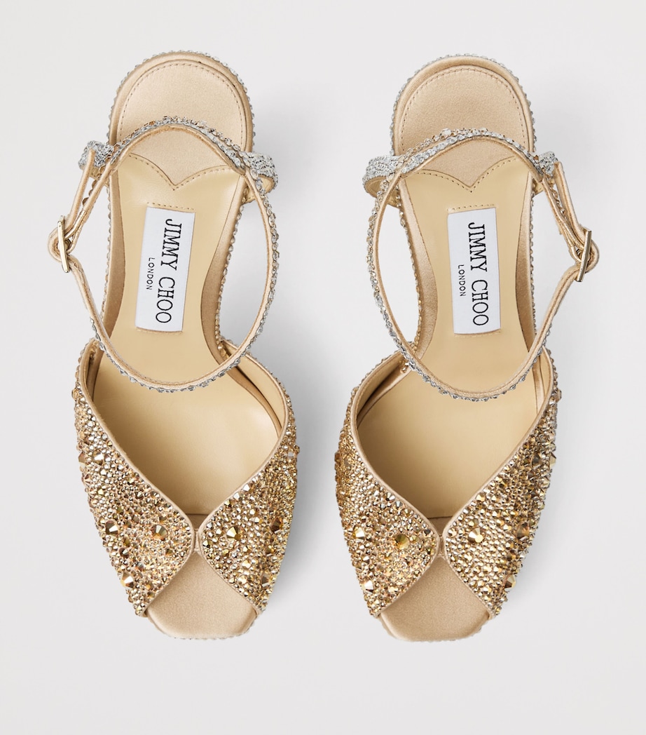 Jimmy Choo Sacaria 120 Embellished Platform Sandals Gold/crystal Image 5