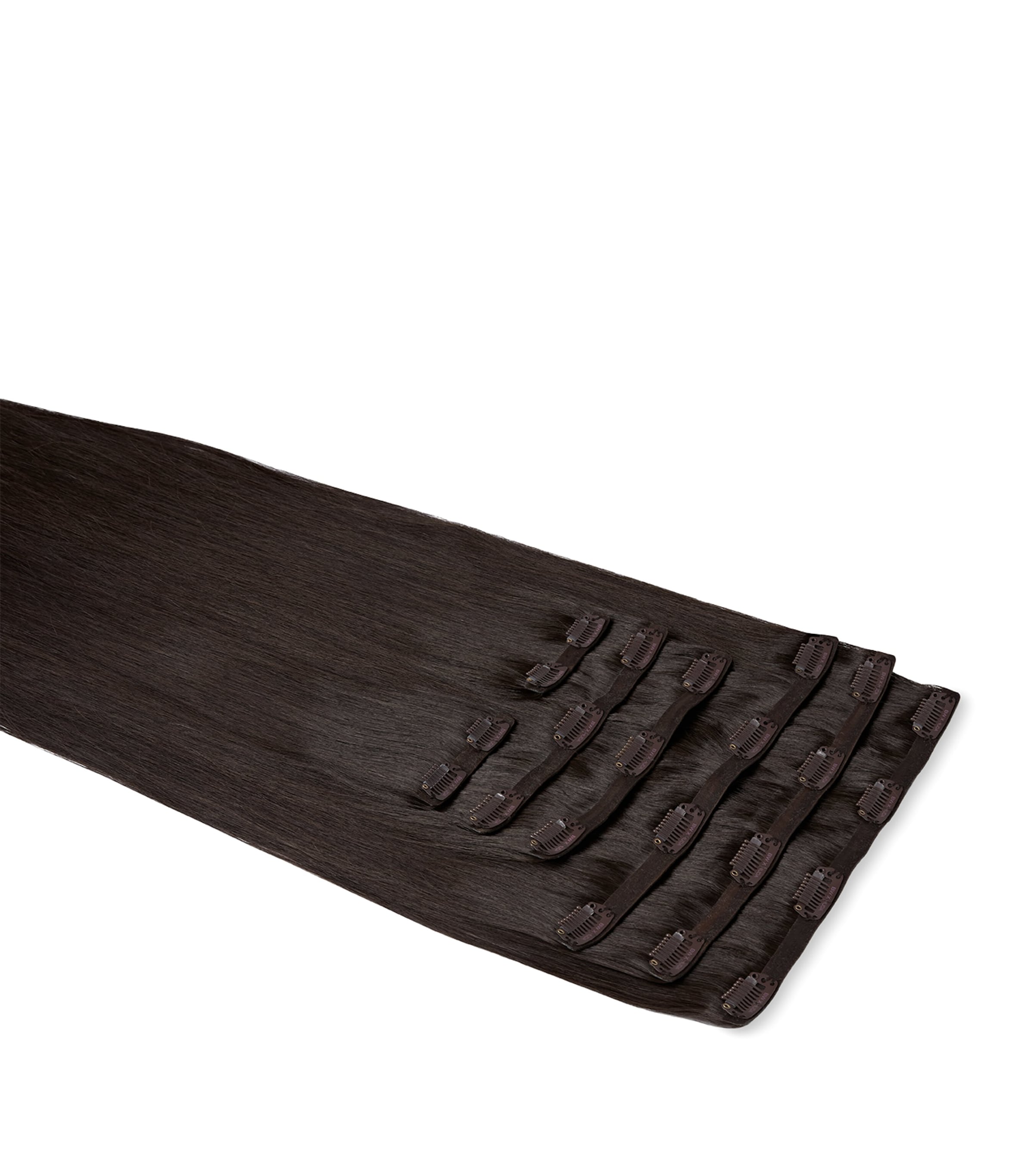 Beauty Works x Huda BARELY THERE Clip-In Hair Extensions Set (18") RAVEN Image 1