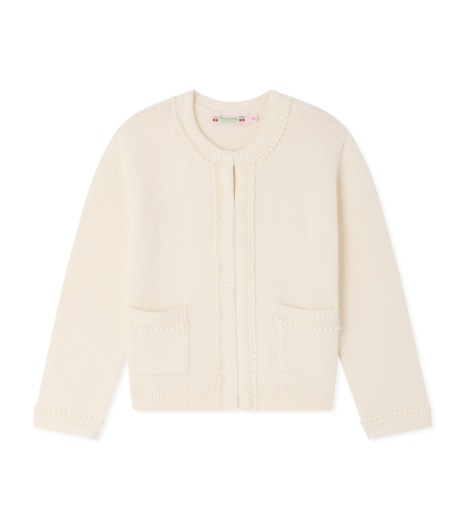 Bonpoint Cotton-Cashmere Stitch-Detail Cardigan (10-14 Years) Craie Image 1