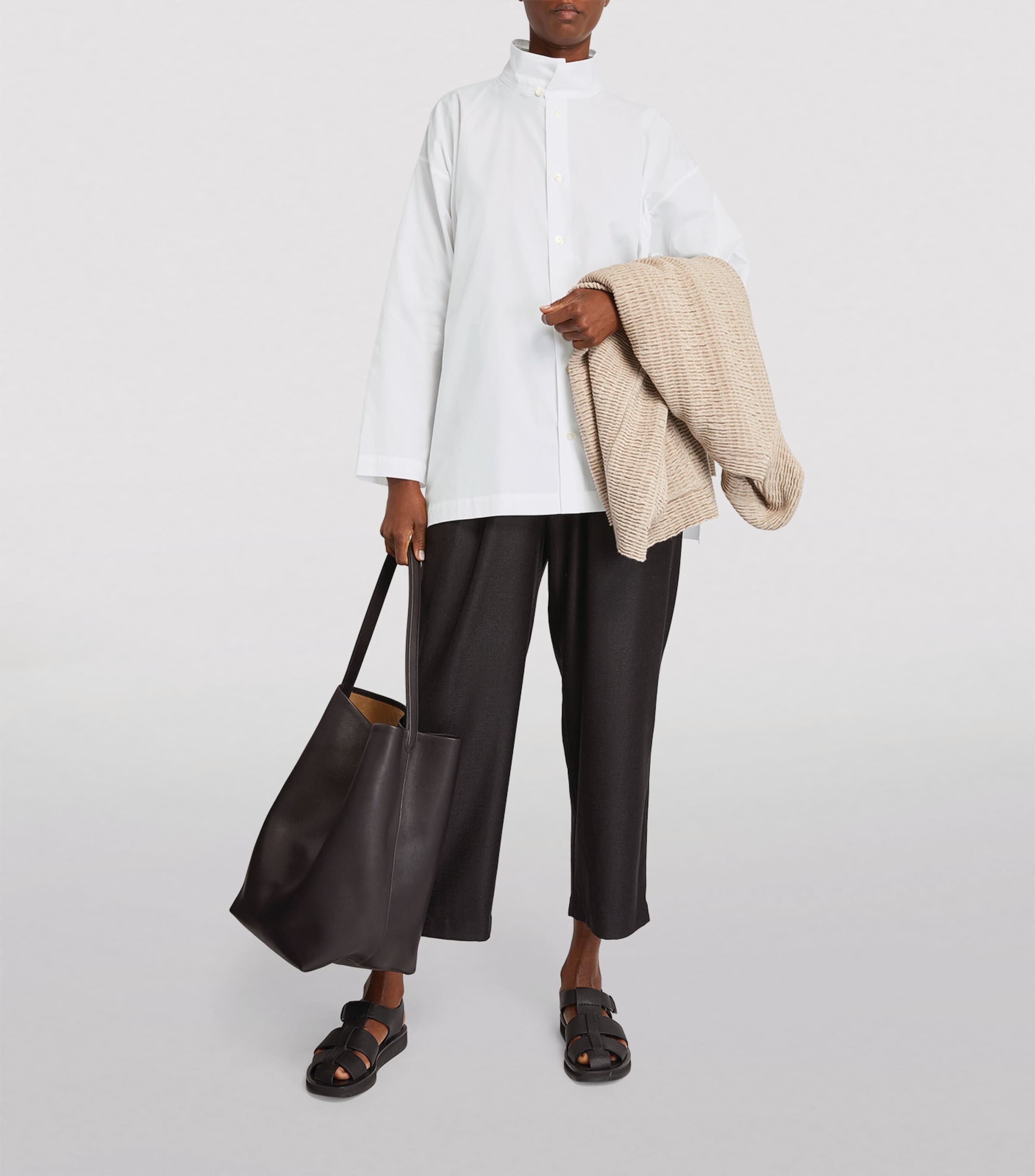 A-Line Stand-Collar Shirt WHITE Image 6