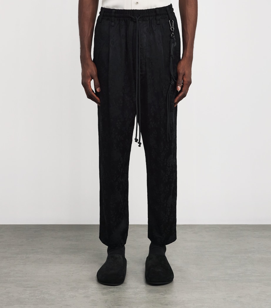 Song For The Mute Mens Cotton Floral-Jacquard Lounge Trousers Black Image 3
