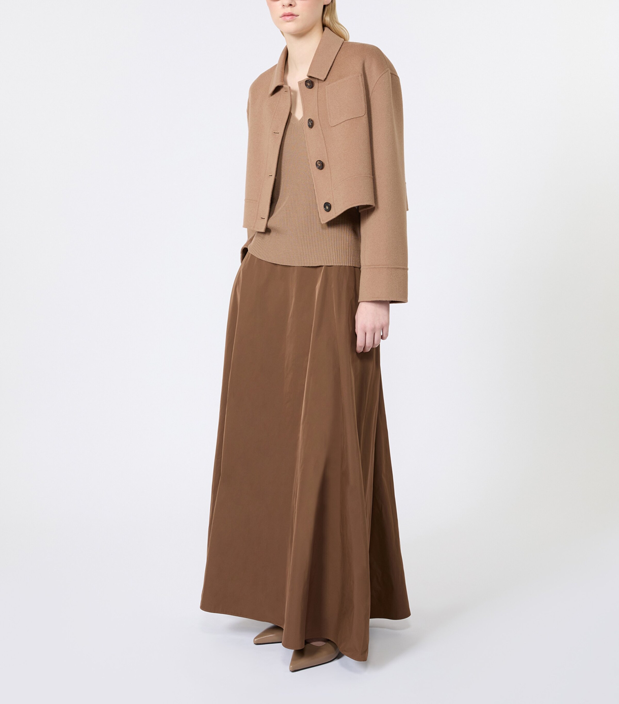 Max Mara Womens Virgin Wool Ribbed Top Camel Image 2