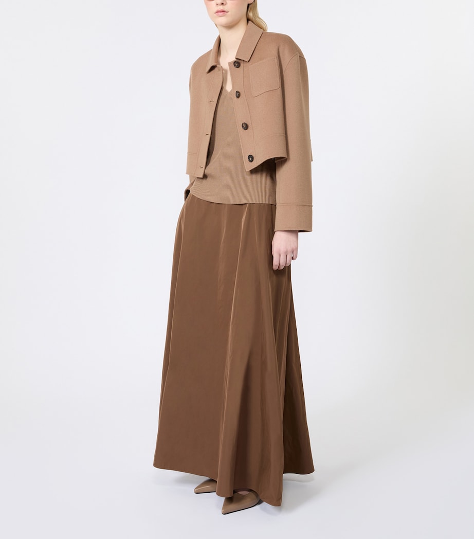 Max Mara Womens Virgin Wool Ribbed Top Camel Image 2