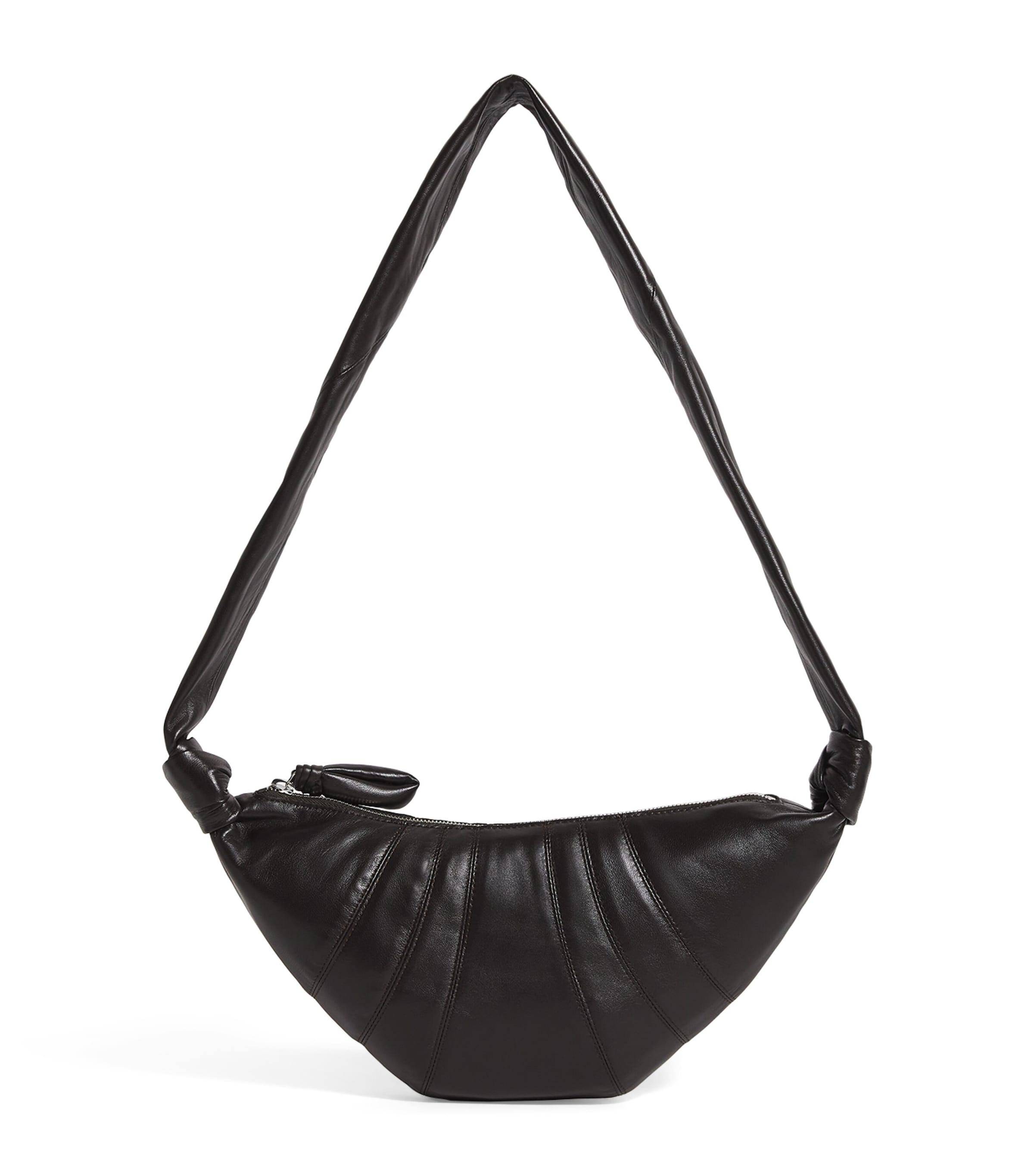 Shop Lemaire Small Nappa Leather Croissant Cross-body Bag In Brown