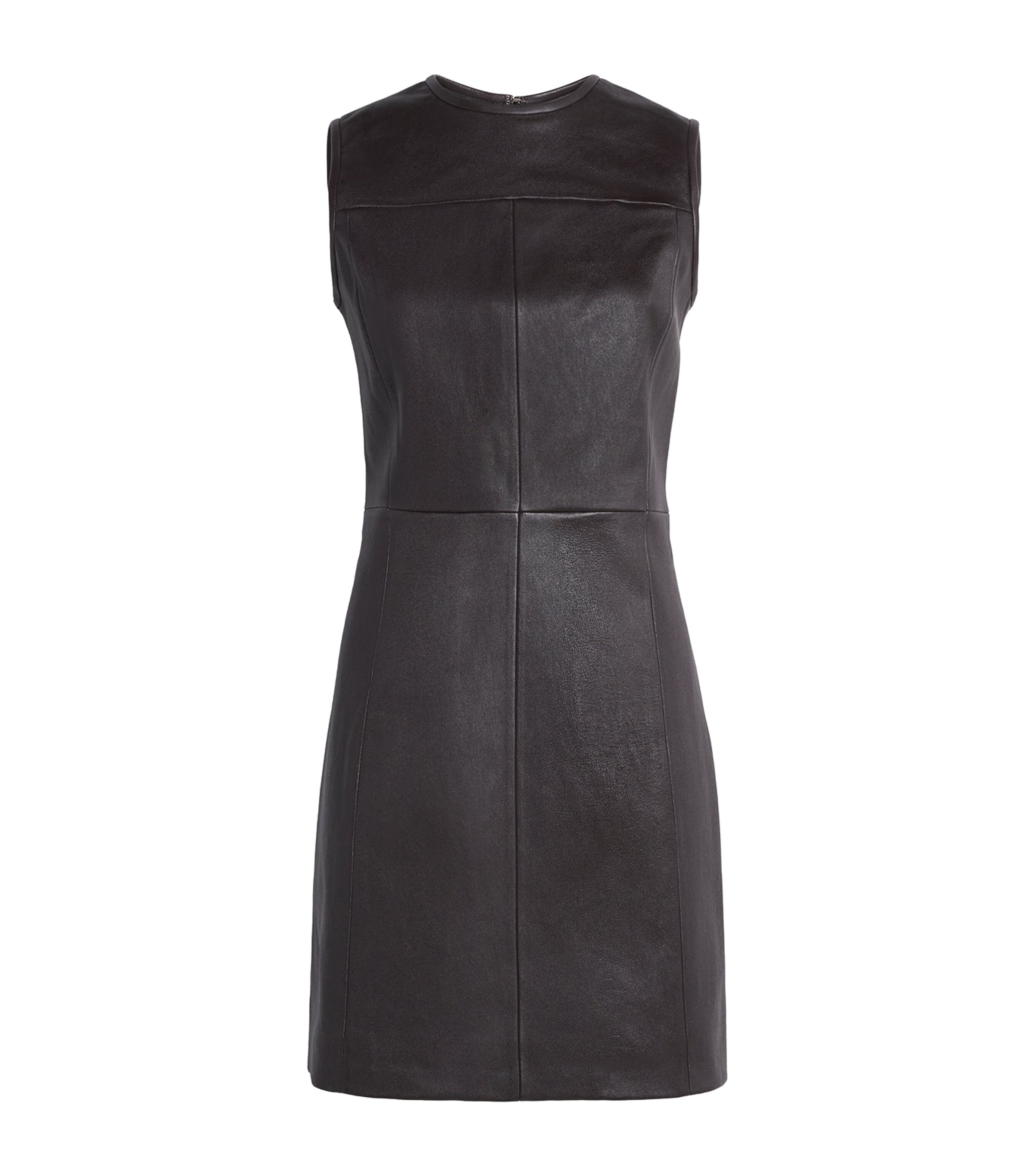 Lambskin Panelled Mini Dress 2P5-PLUM BROWN Image 1