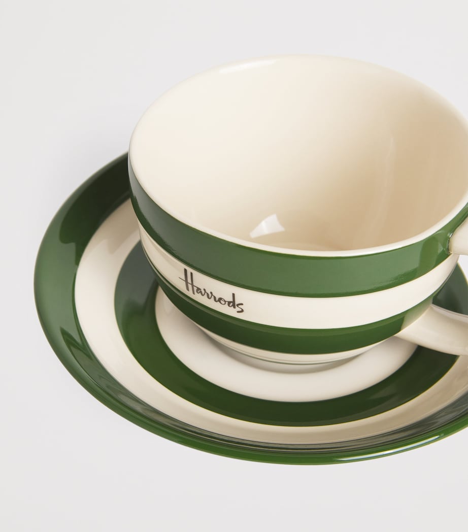 Cornish Stripe Cup and Saucer Set GREEN Image 3