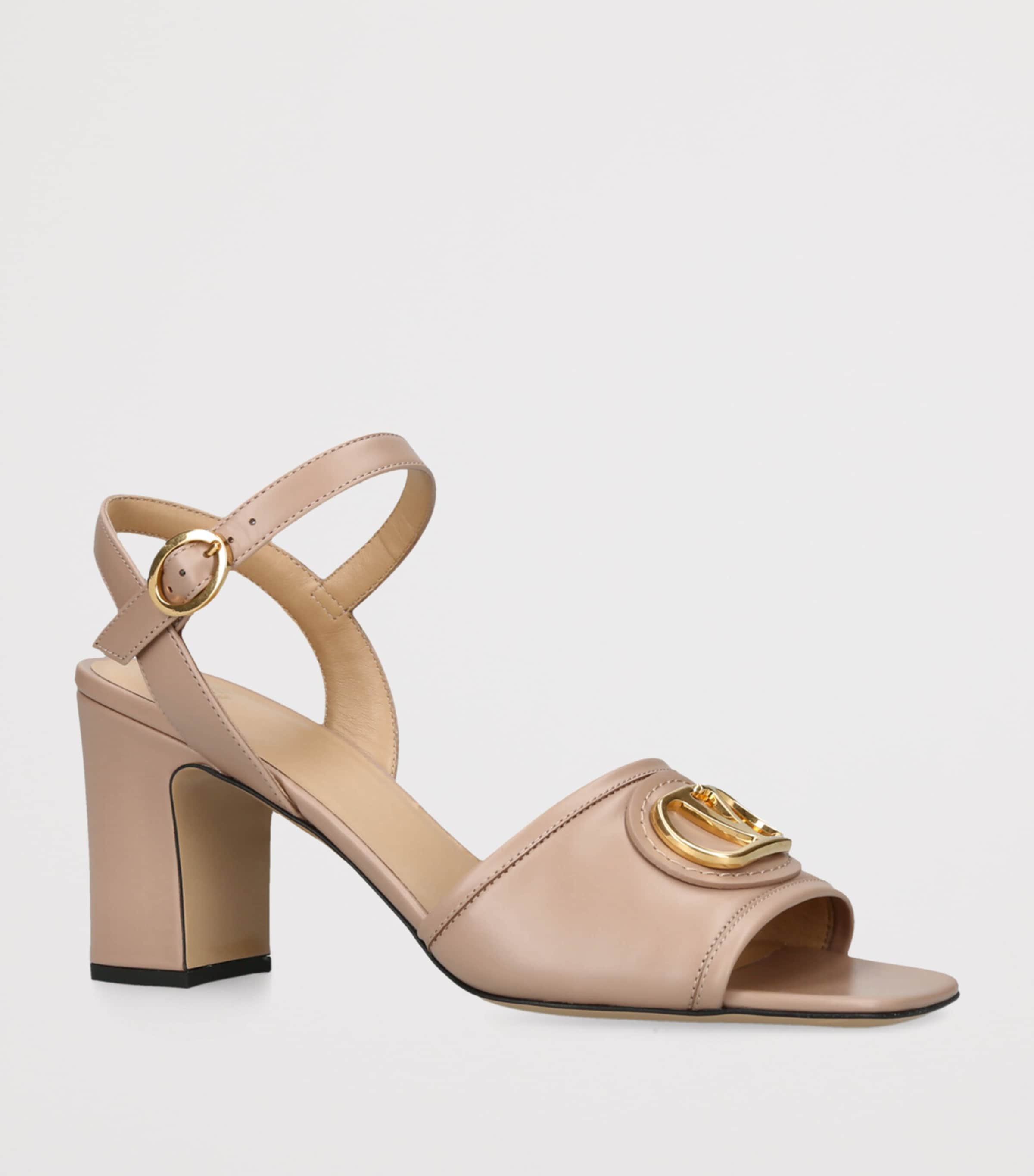Valentino Garavani Leather VLogo Signature Heeled Sandals 75