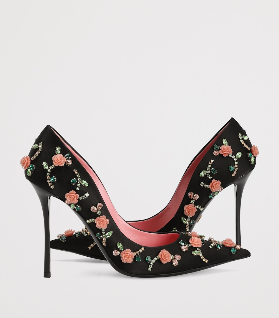 Dolce&Gabbana Satin Embellished Pumps 105 Blac Image 4