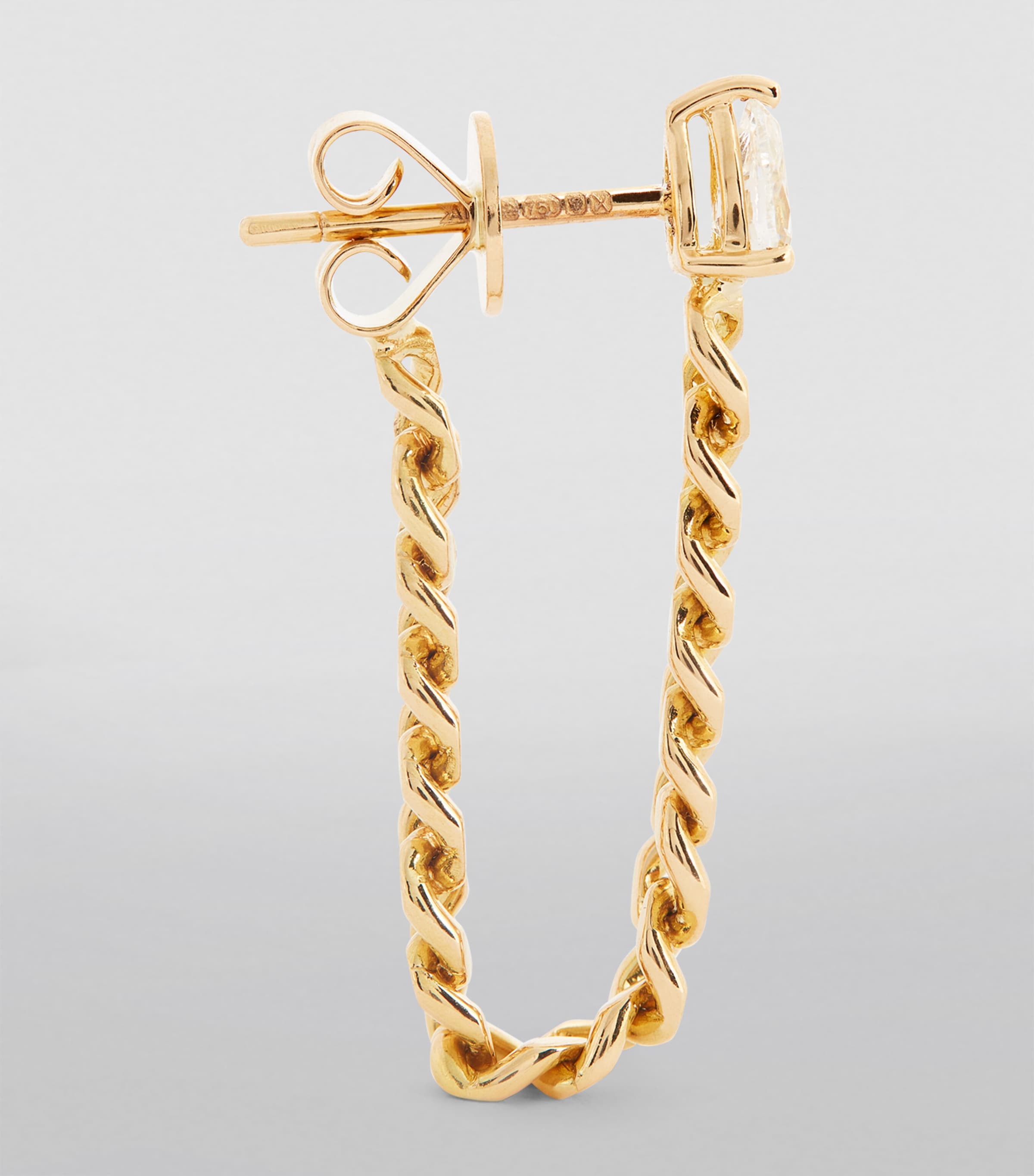 Yellow Gold and Diamond Cuban Chain Single Earring YELLOW GOLD Image 3