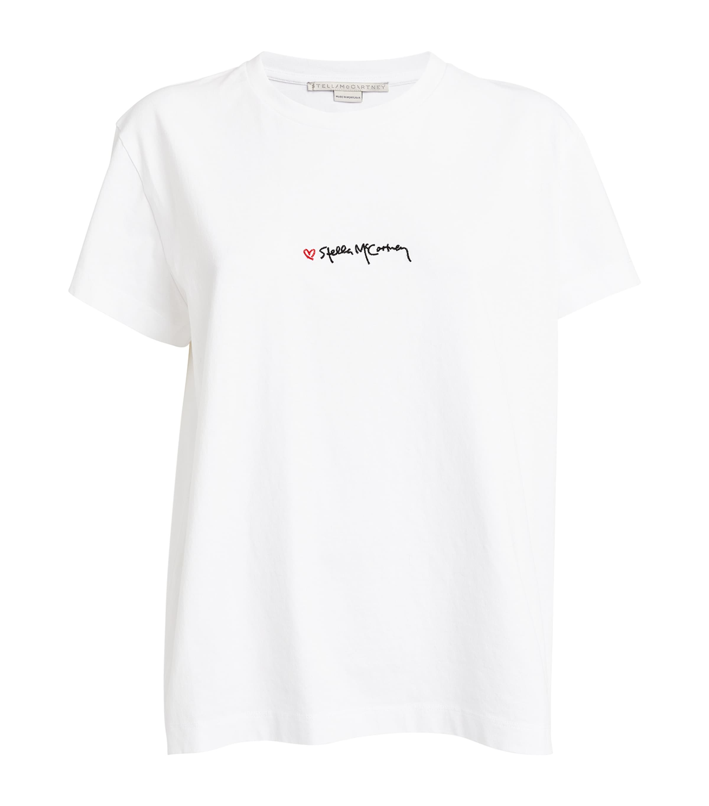 Stella Mccartney Stella Mc Cartney T Shirt With Embroidered Signature In White