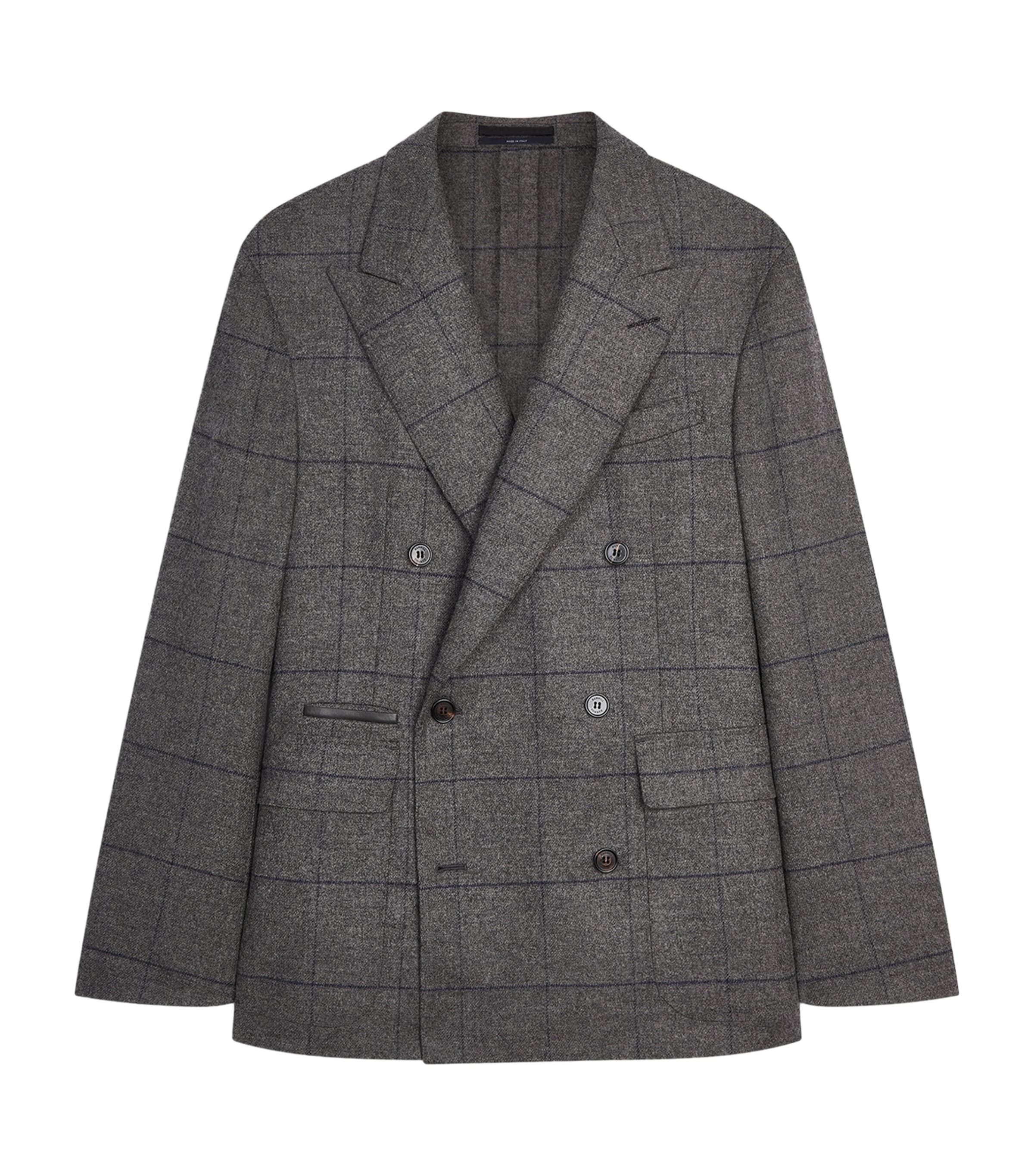 Dunhill Mens Wool Check Jacket Grey Image 1