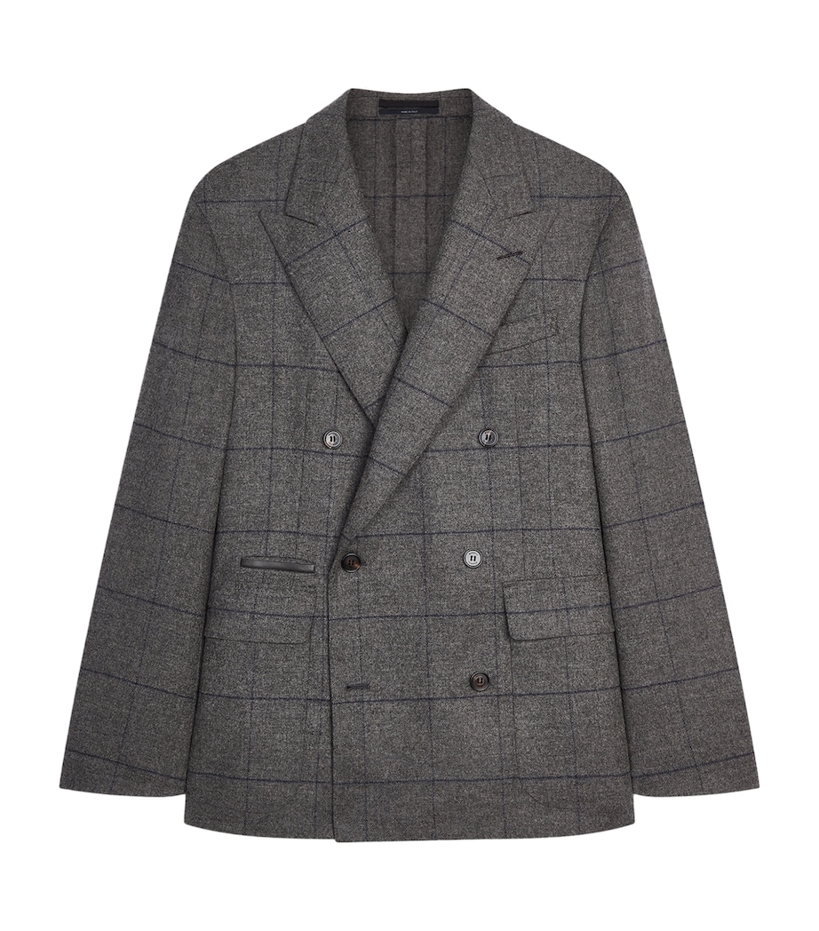 Dunhill Mens Wool Check Jacket Grey Image 1