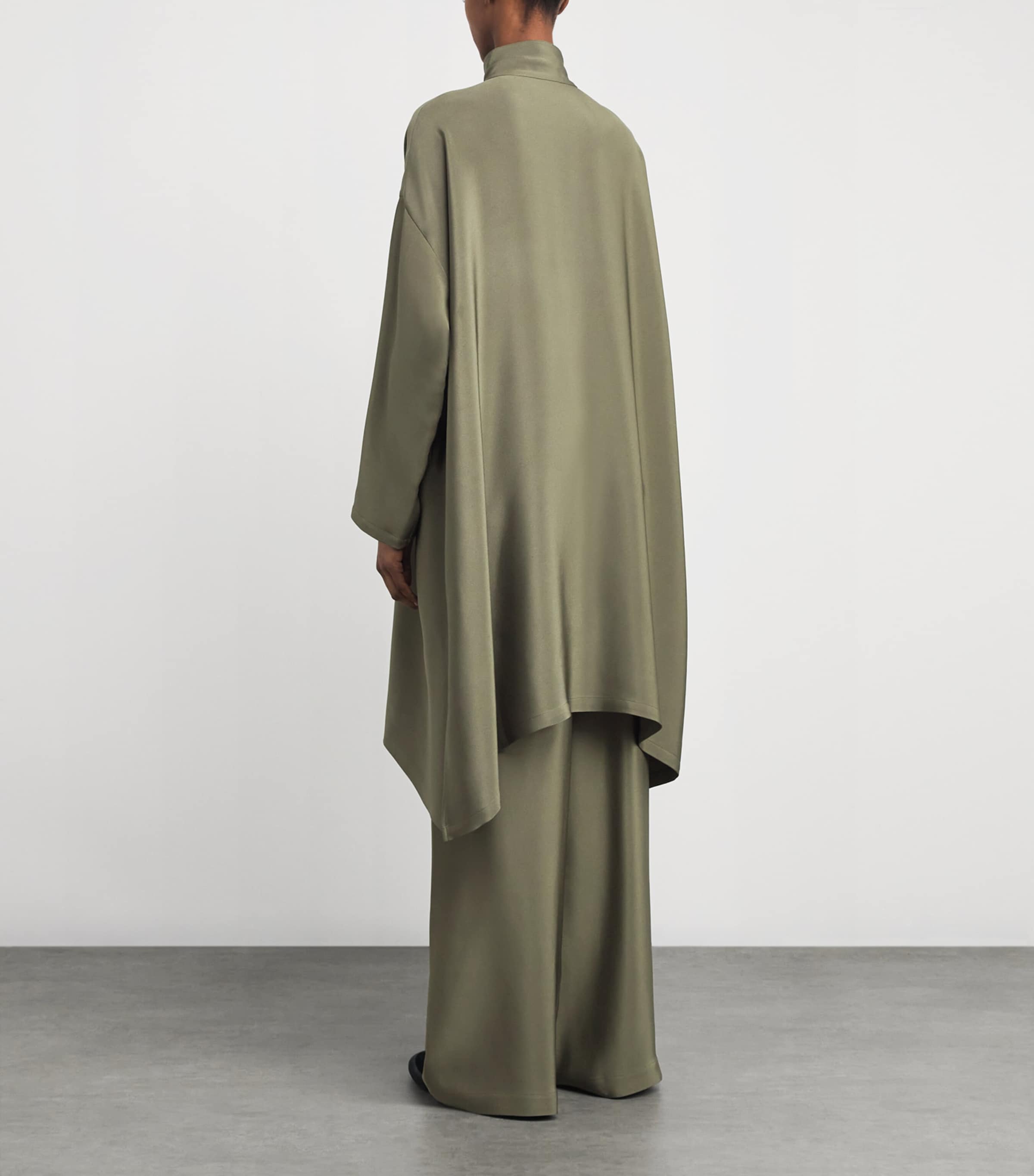 Silk Longline Shirt OLIVDARK Image 4