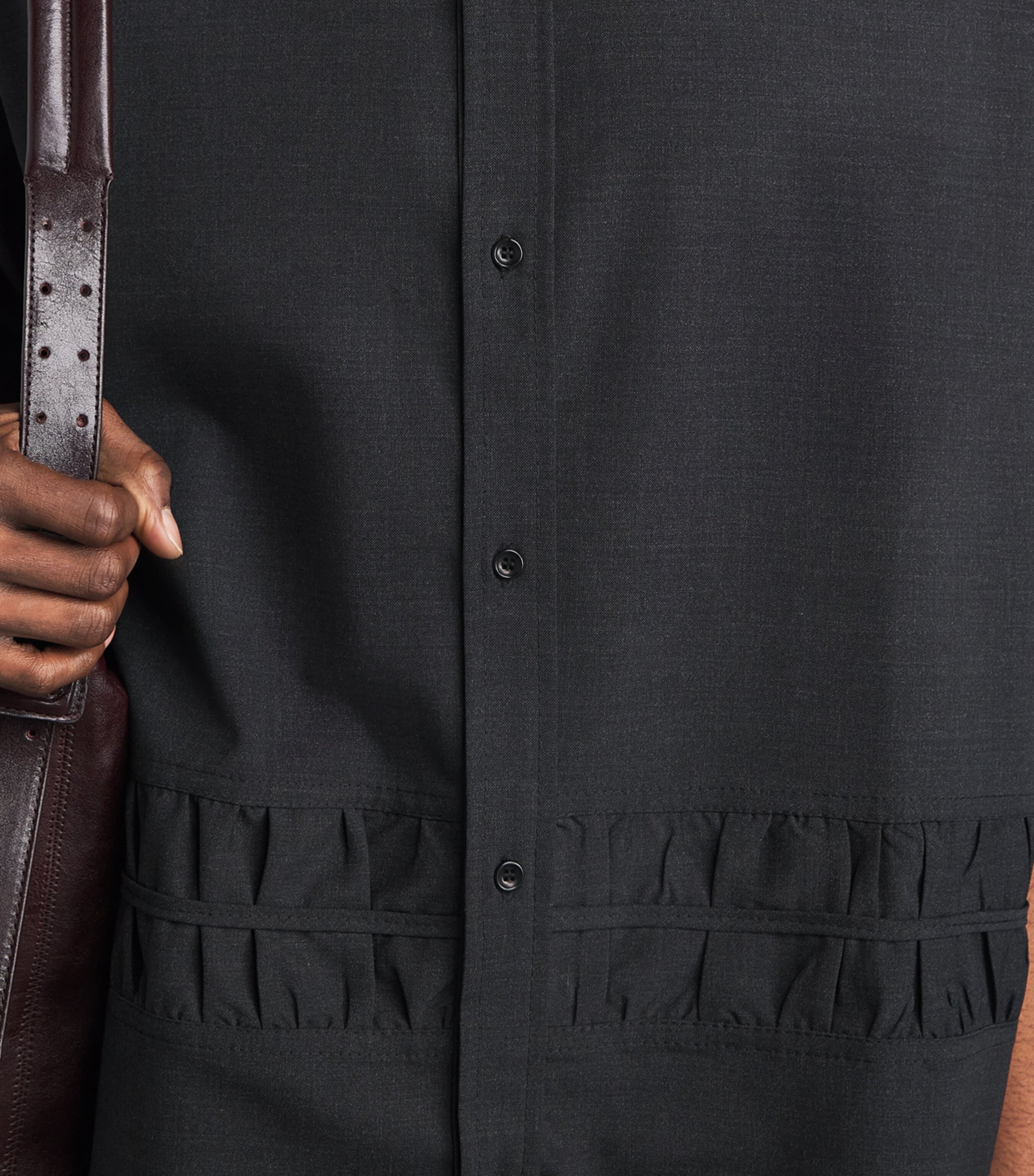 Sage Nation Mens Fossil Short-Sleeve Shirt Charcoal Image 3