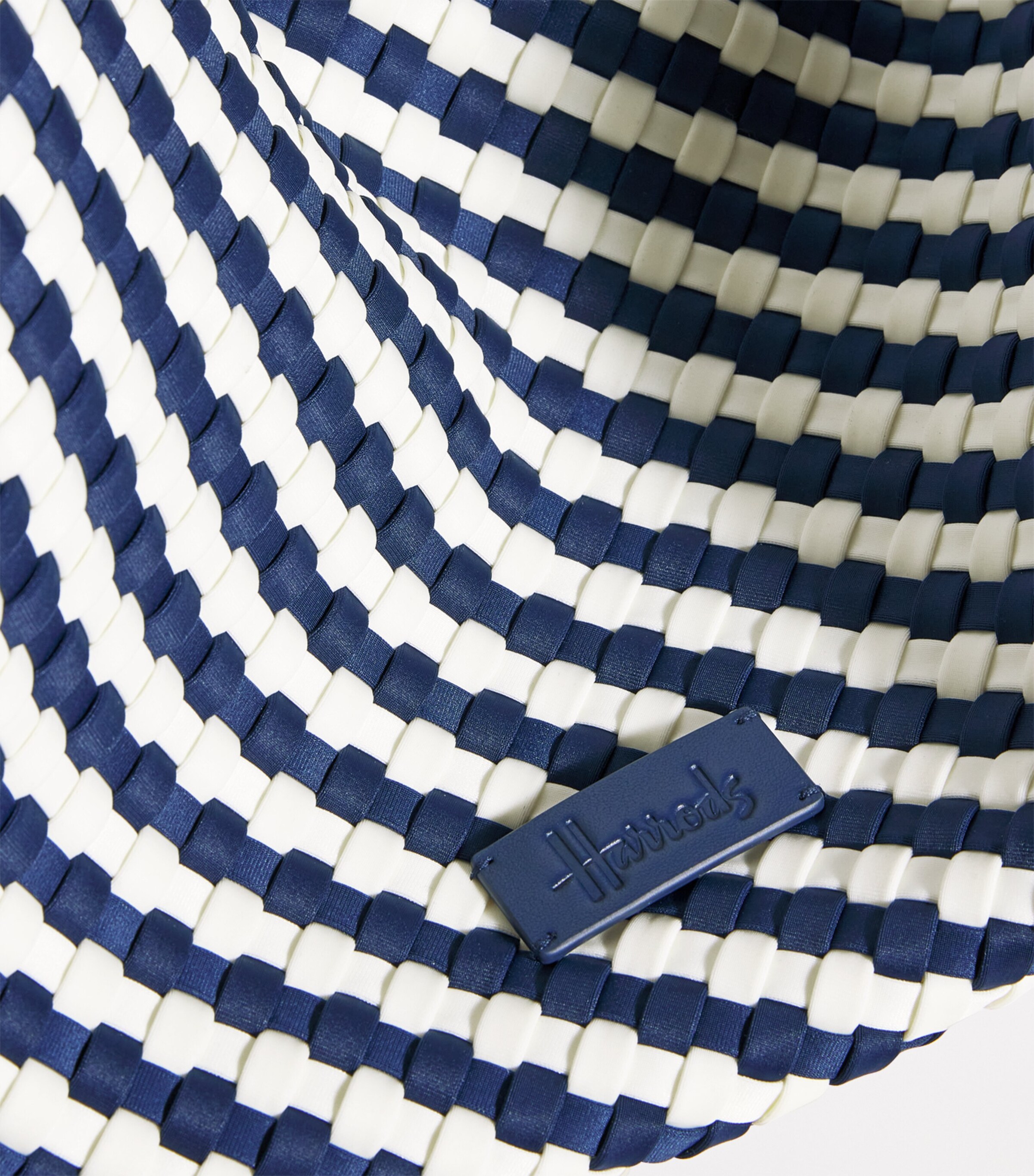 Harrods Neoprene Woven East-West Tote Bag Navy Image 7