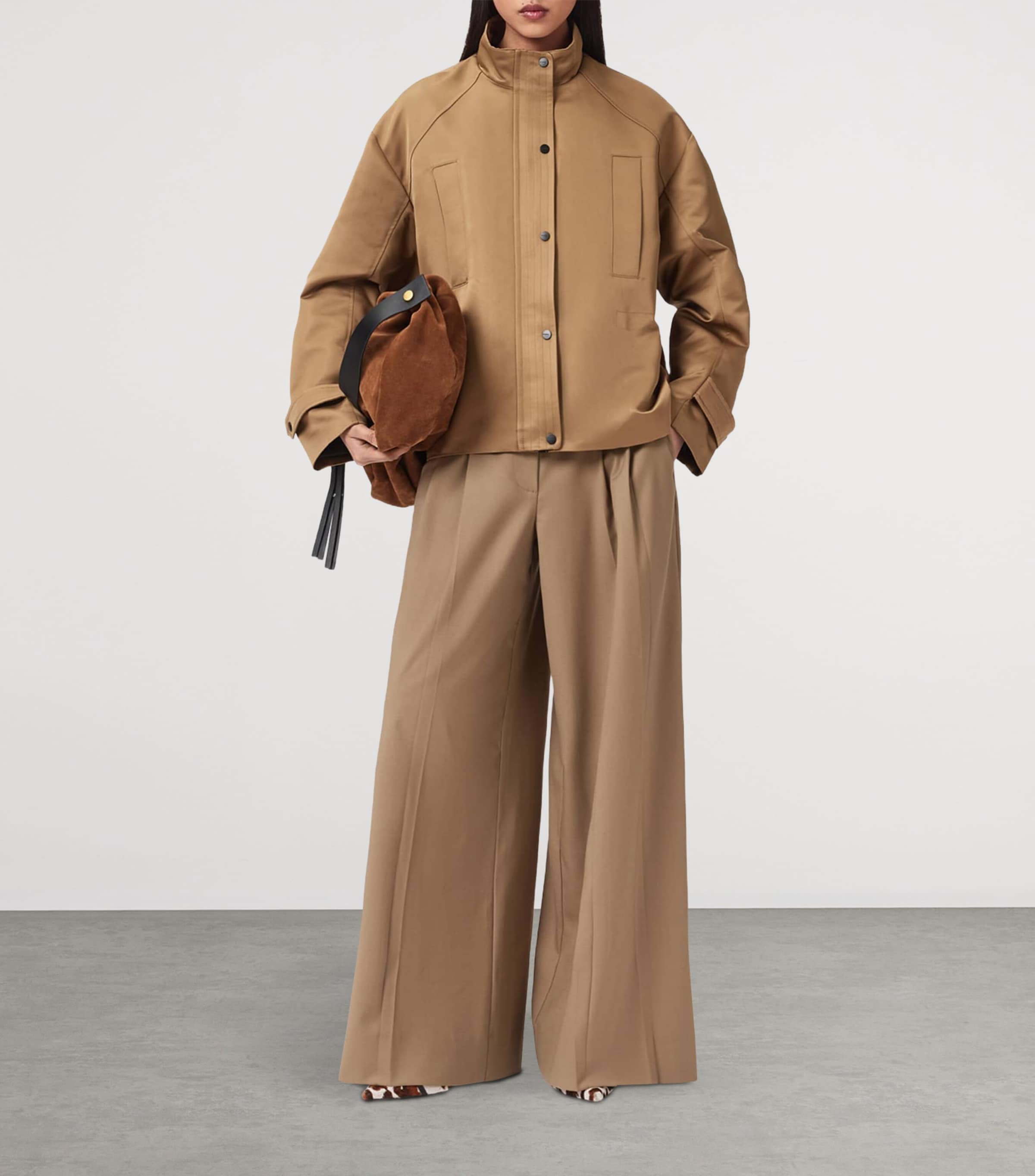 AllSaints Womens Luellah Oversized Jacket Greige Brown Image 6