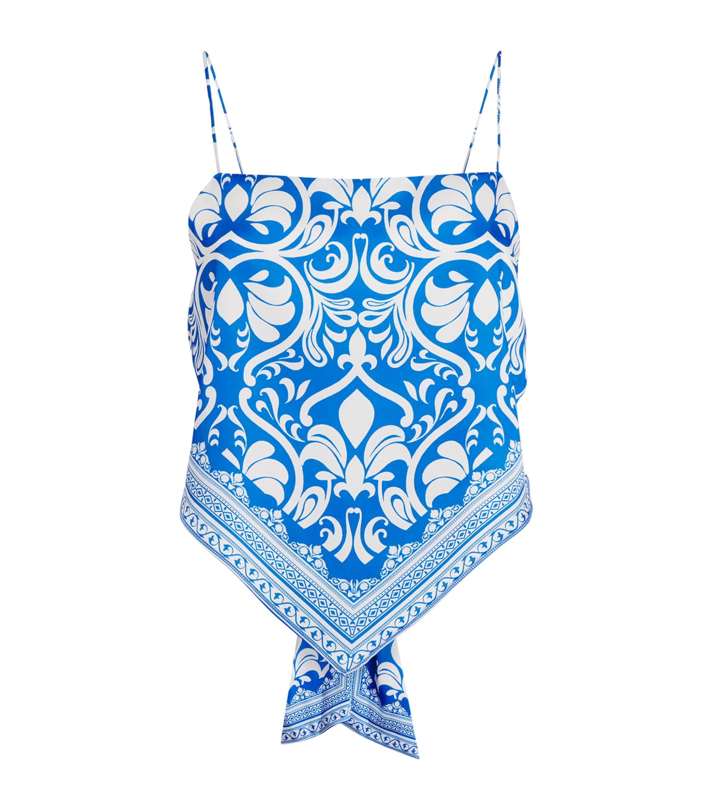 Alice And Olivia Yuri Spaghetti Strap Scarf Top Soiree True Blue In Blue