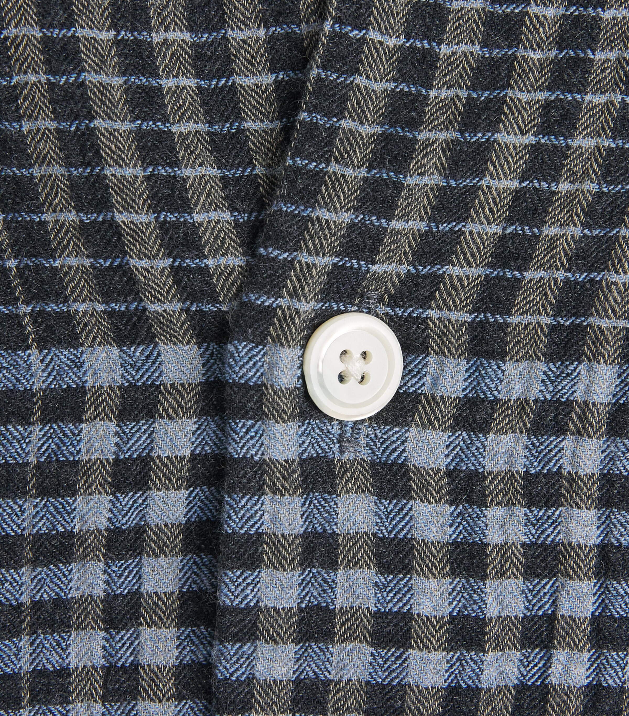 Sunflower Mens Cotton-Cashmere-Blend Check Shirt Blue Image 5