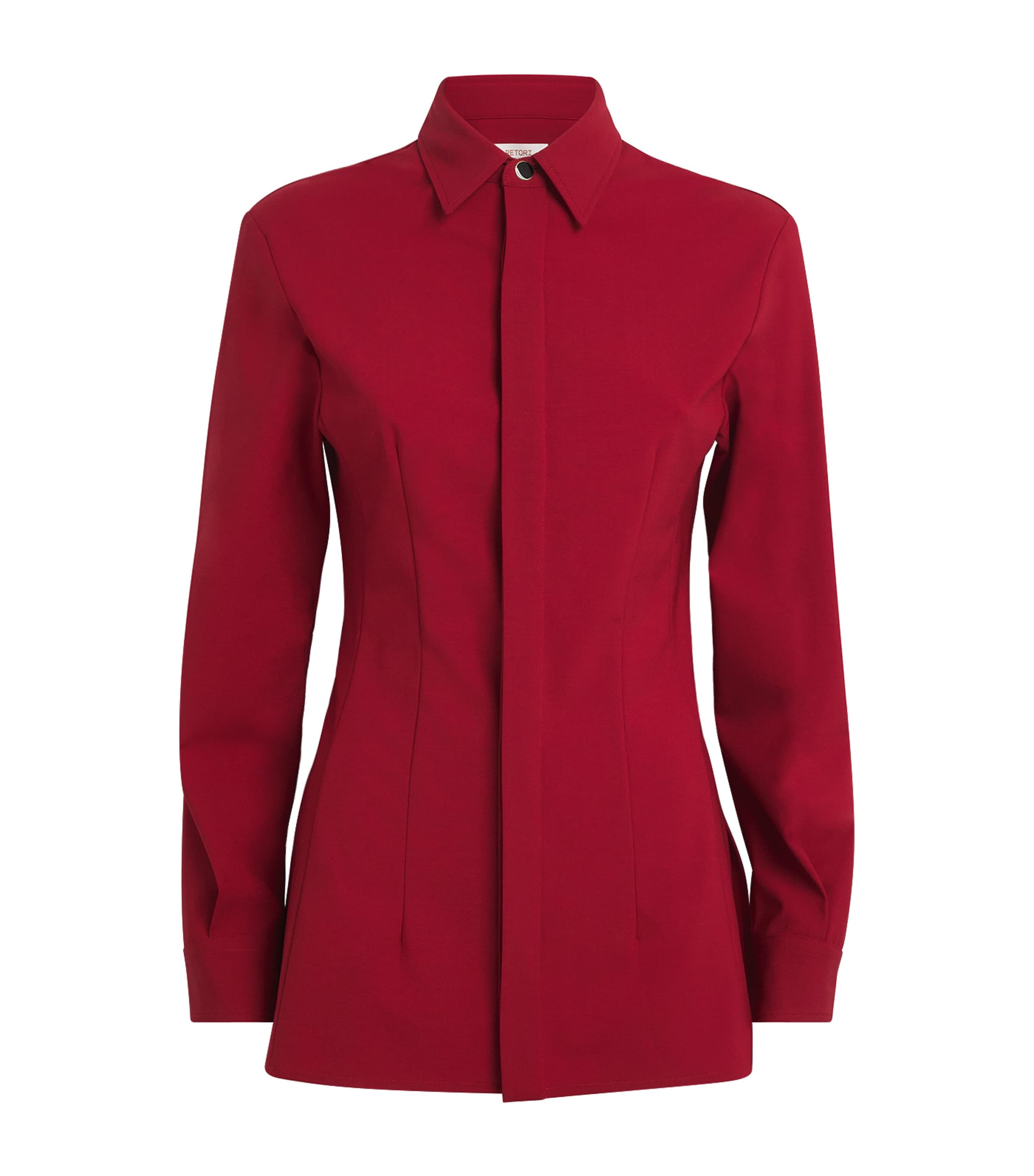 RETORI Womens Virgin Wool Fitted Shirt Red Image 1