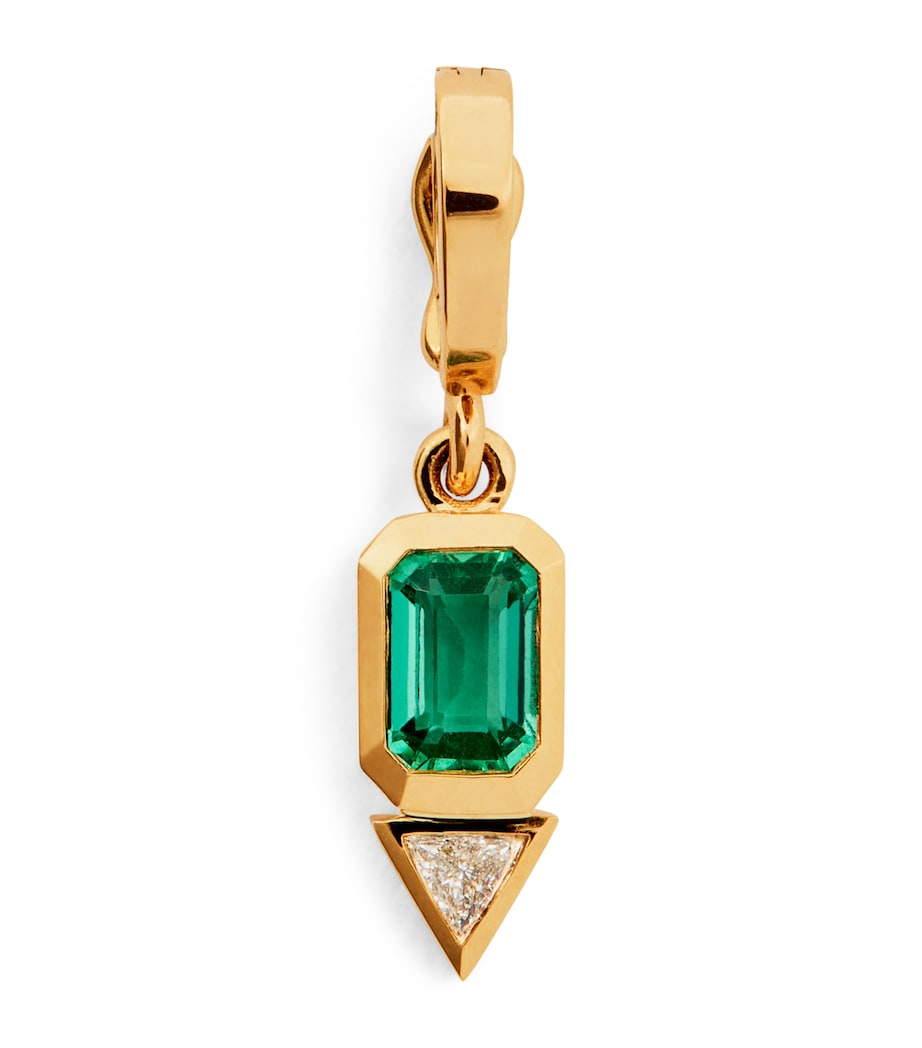 Yellow Gold, Diamond and Emerald Charm GREEN Image 1