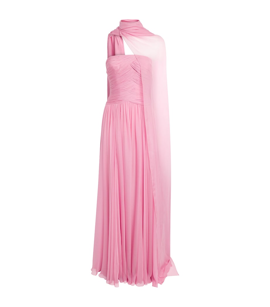 Zuhair Murad Womens Silk Chiffon Strapless Gown Cradle Pink Image 1