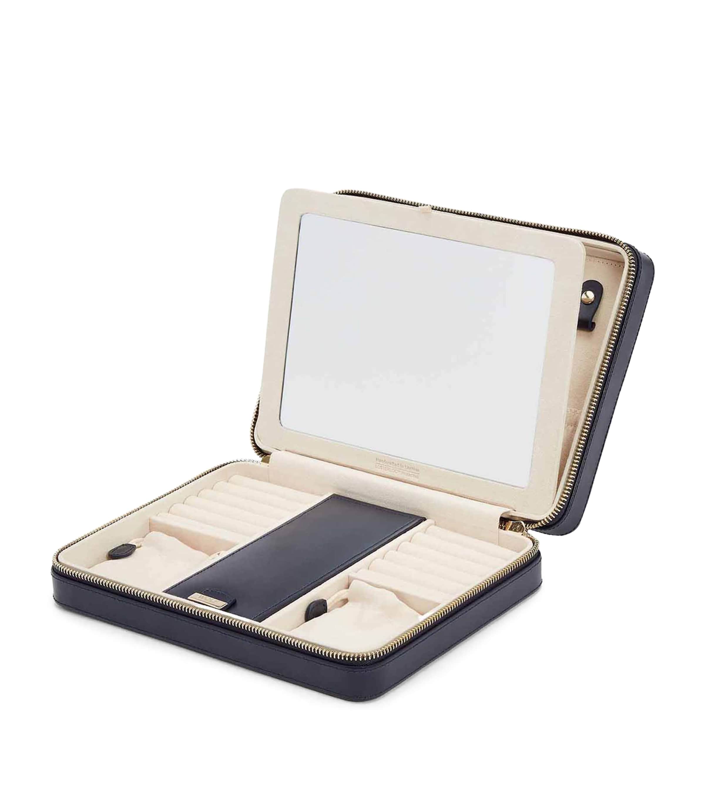 Large Leather Maria Jewellery Case NAVY Image 3