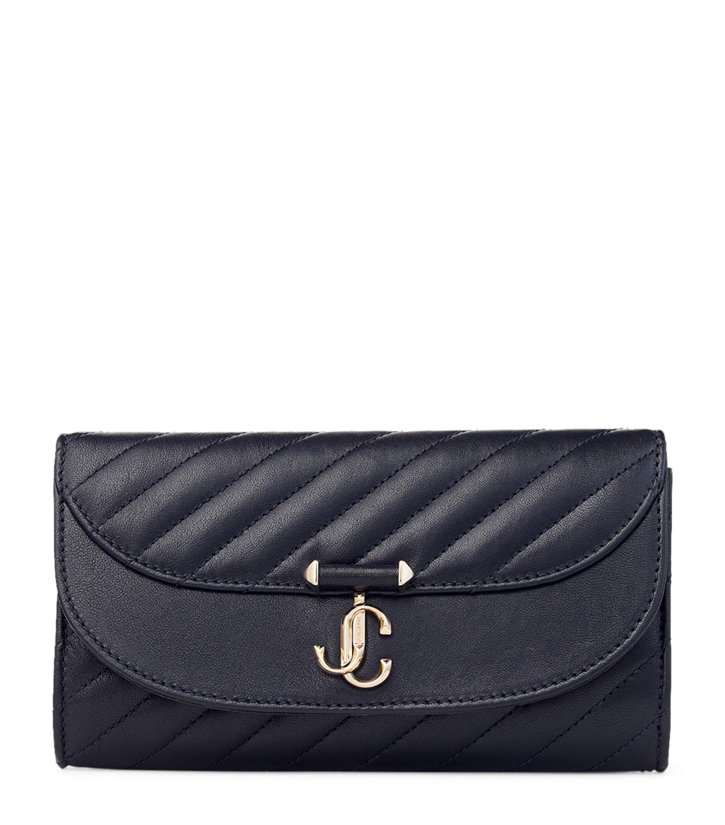 Jimmy Choo Leather Curve Chain Wallet In Blue
