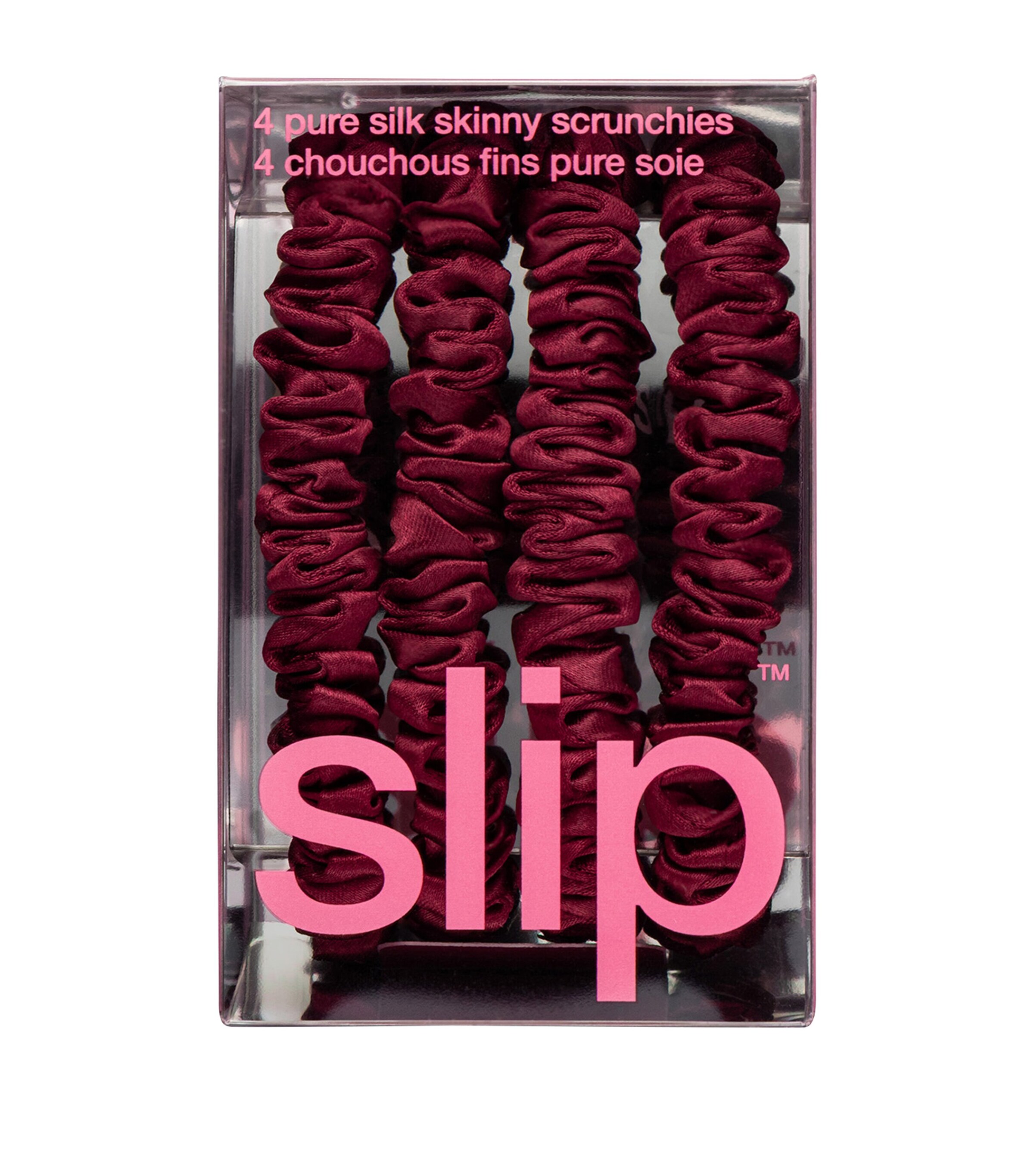 Slip Pure Silk Skinny Scrunchies (Set of 4) Maroon Image 3