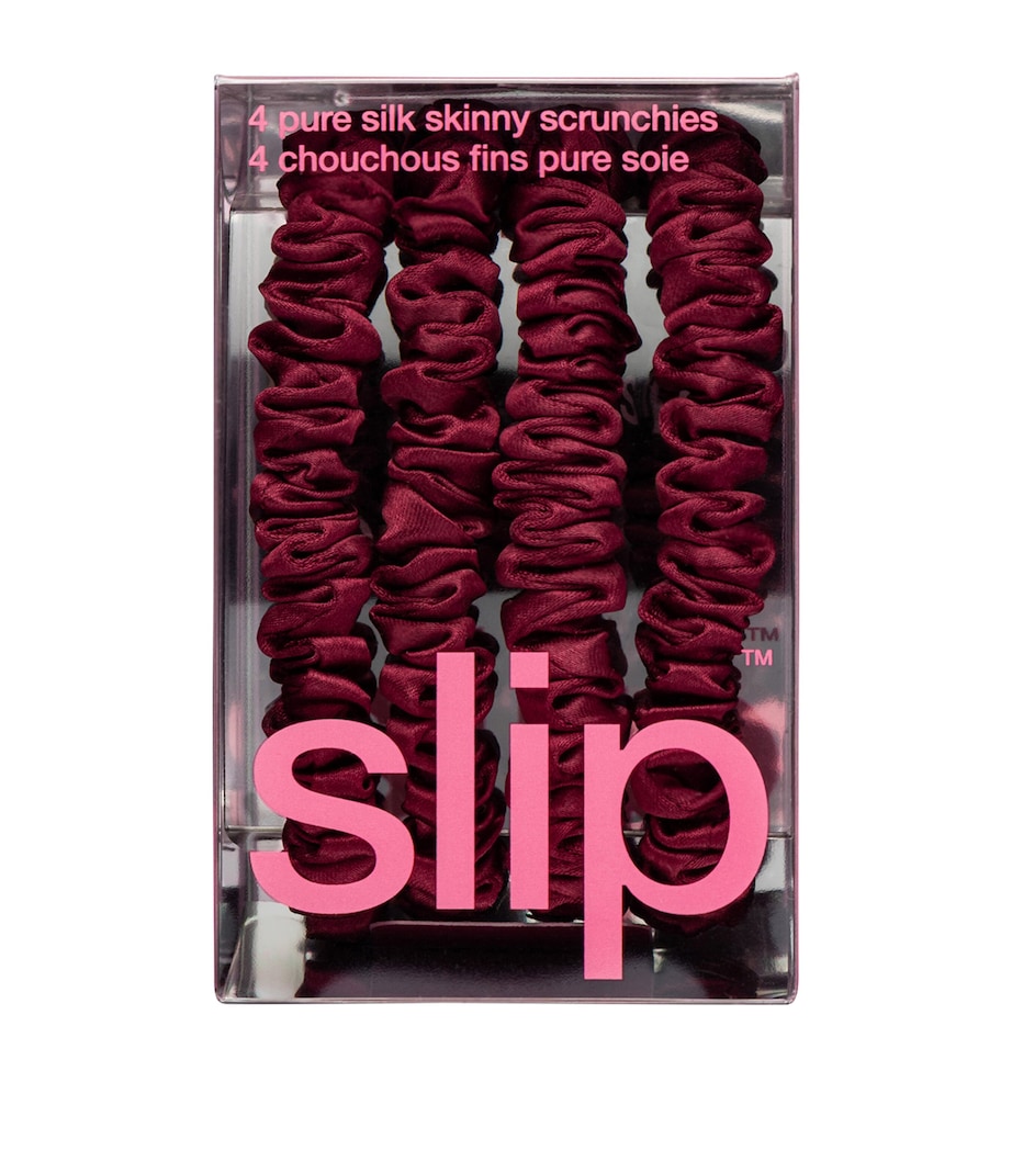 Slip Pure Silk Skinny Scrunchies (Set of 4) Maroon Image 3