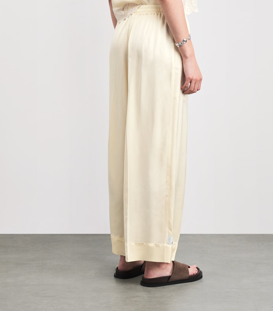 Sandro Paris Womens Satin Wide-Leg Trousers Light Yellow Image 5