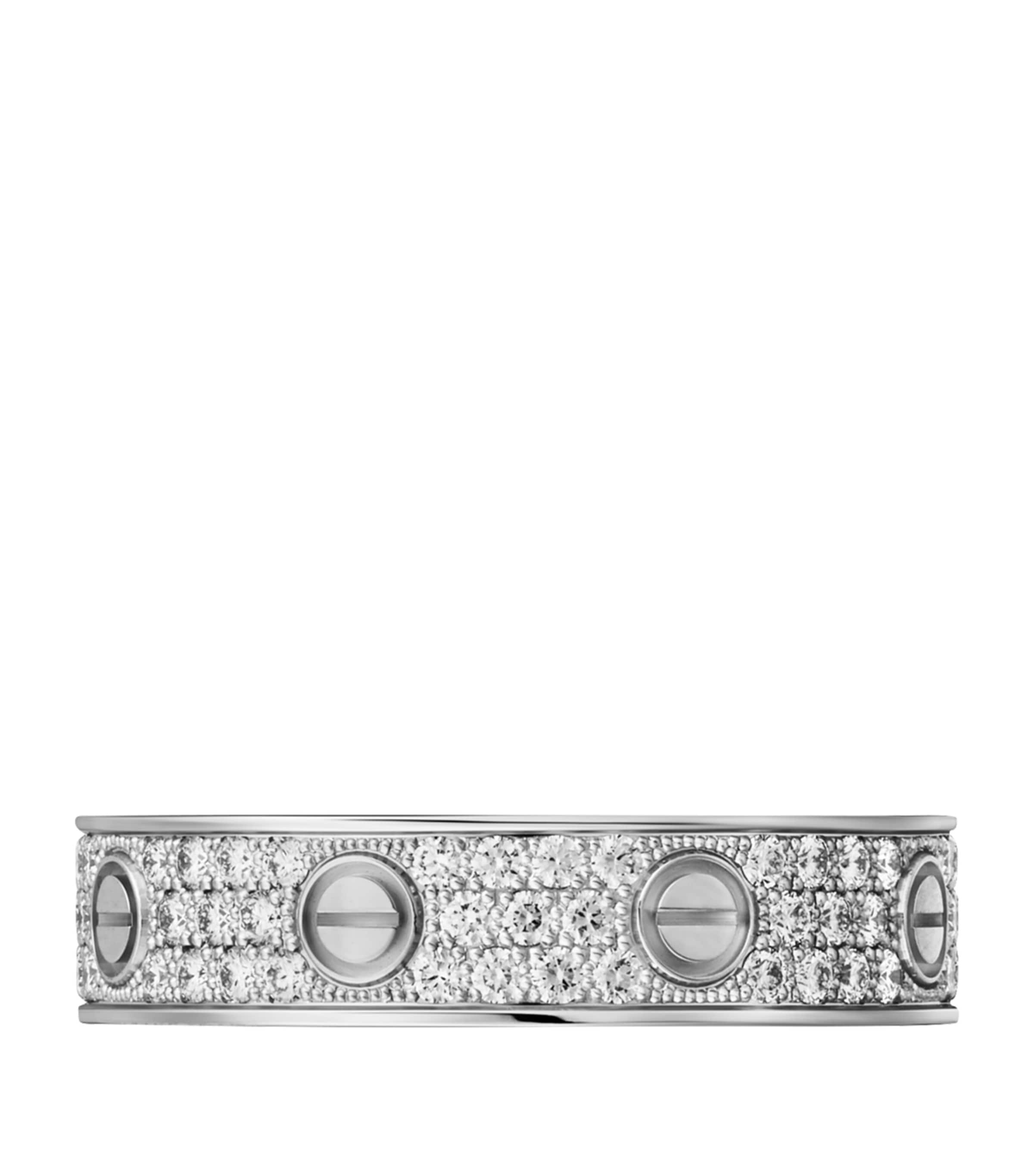 White Gold and Diamond-Paved LOVE Wedding Band MULTI Image 2
