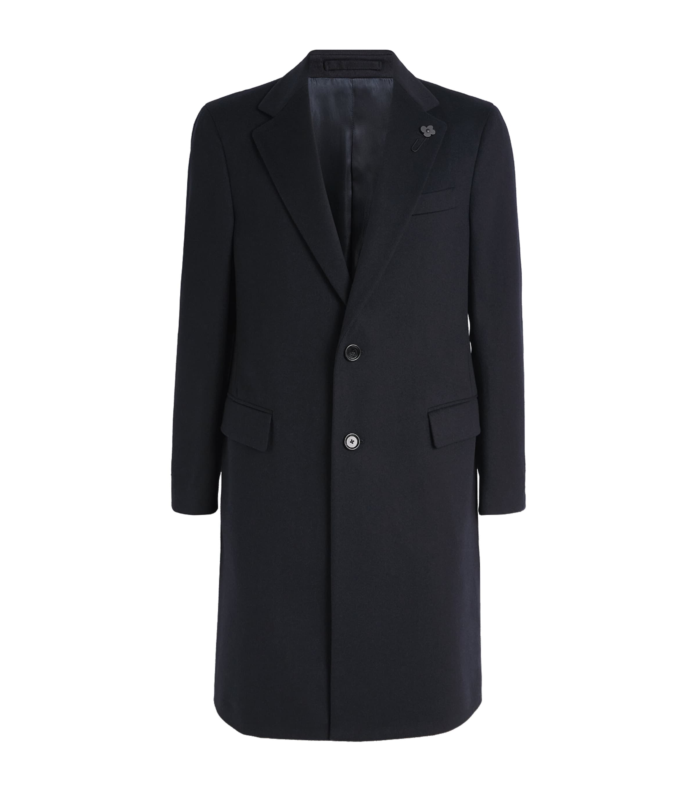 Lardini Grey Single-breasted Coat With Classic Lapels In Wool Man In Black