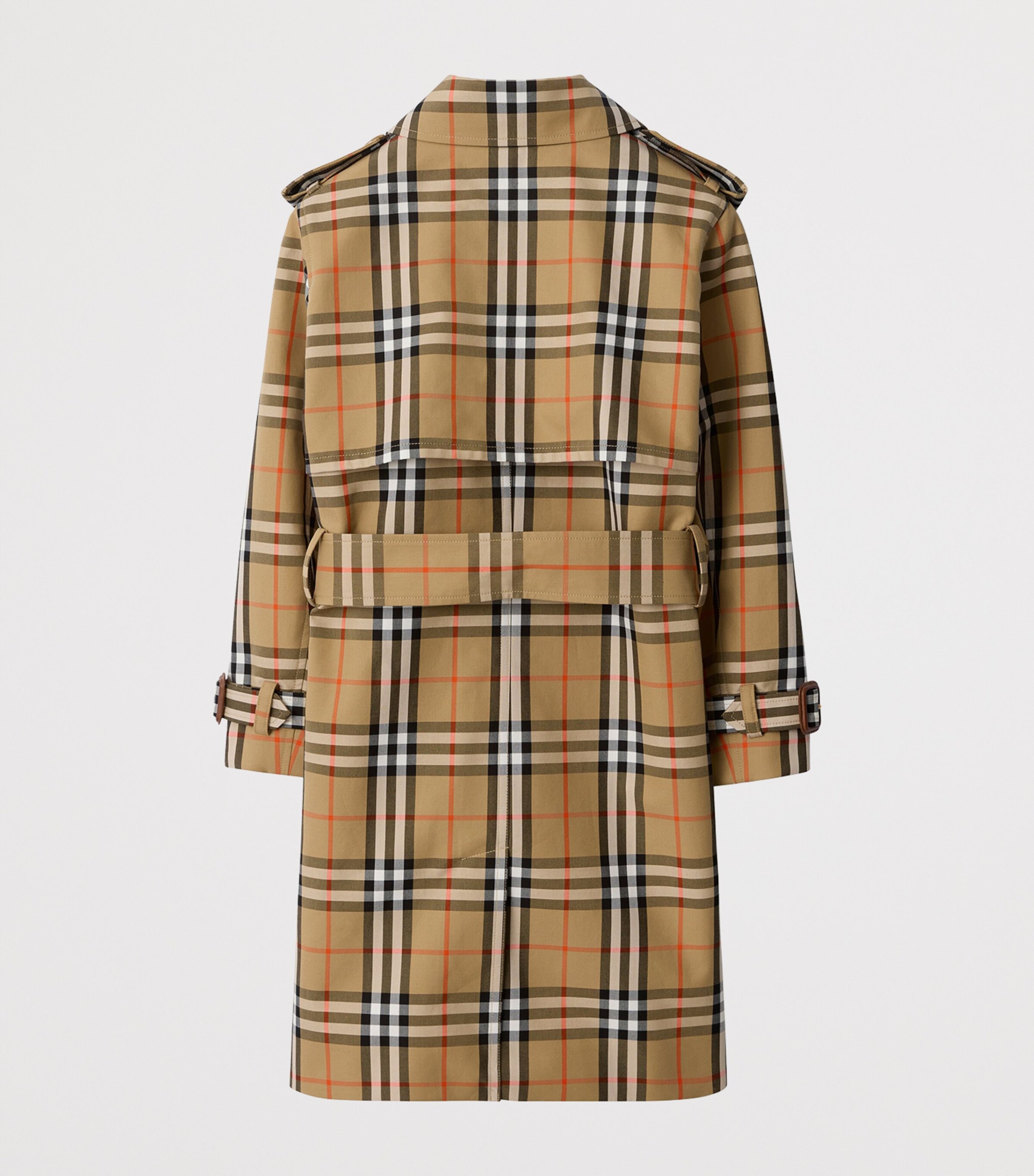 Cotton Check Trench Coat (3-12 Years) SAND IP CHECK Image 3
