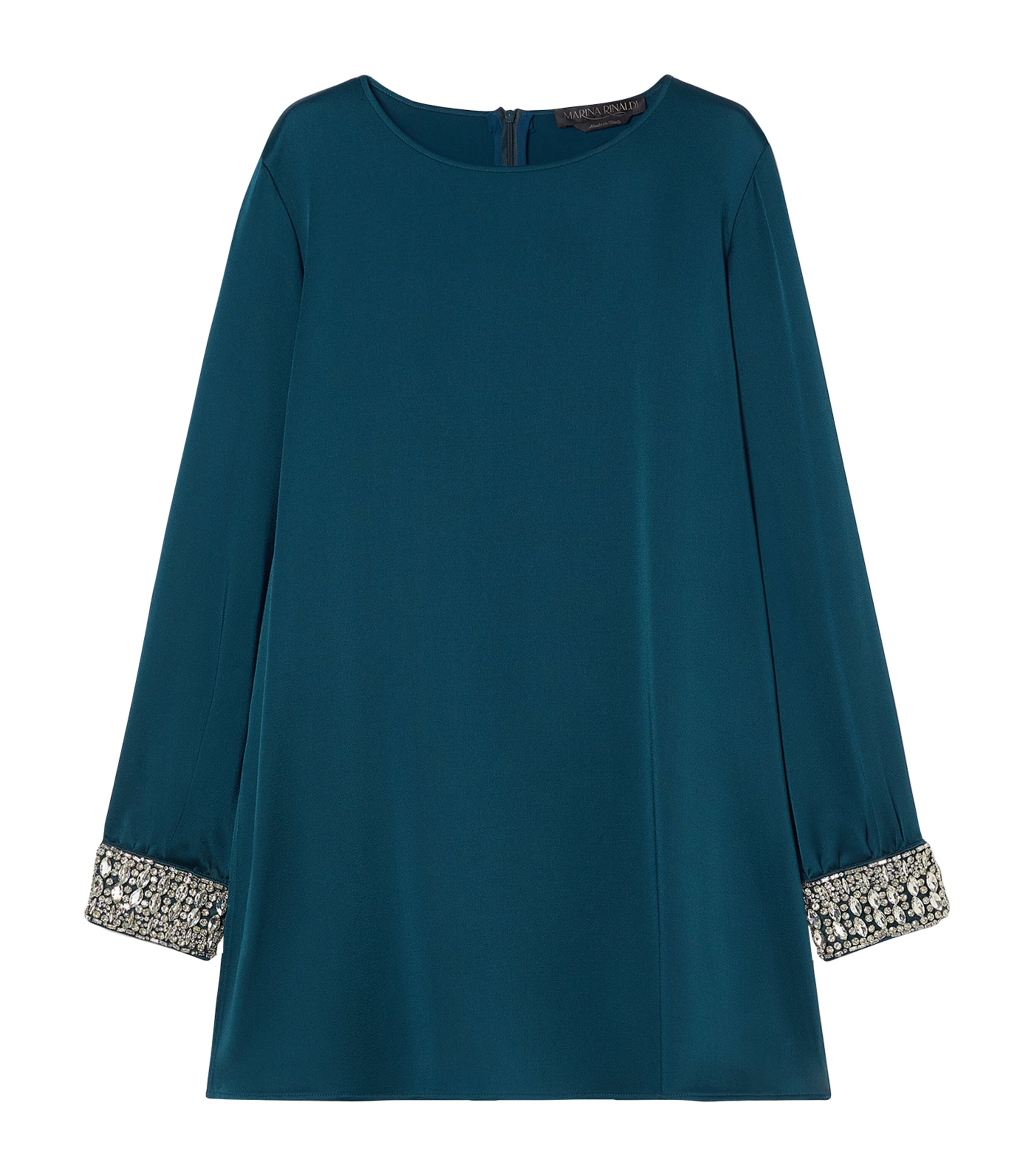 Marina Rinaldi Satin Embellished Liguria Blouse In Green