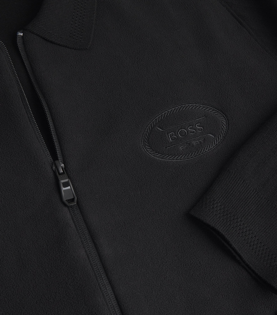 Fleece Logo Polo Jacket 001BLACK Image 5