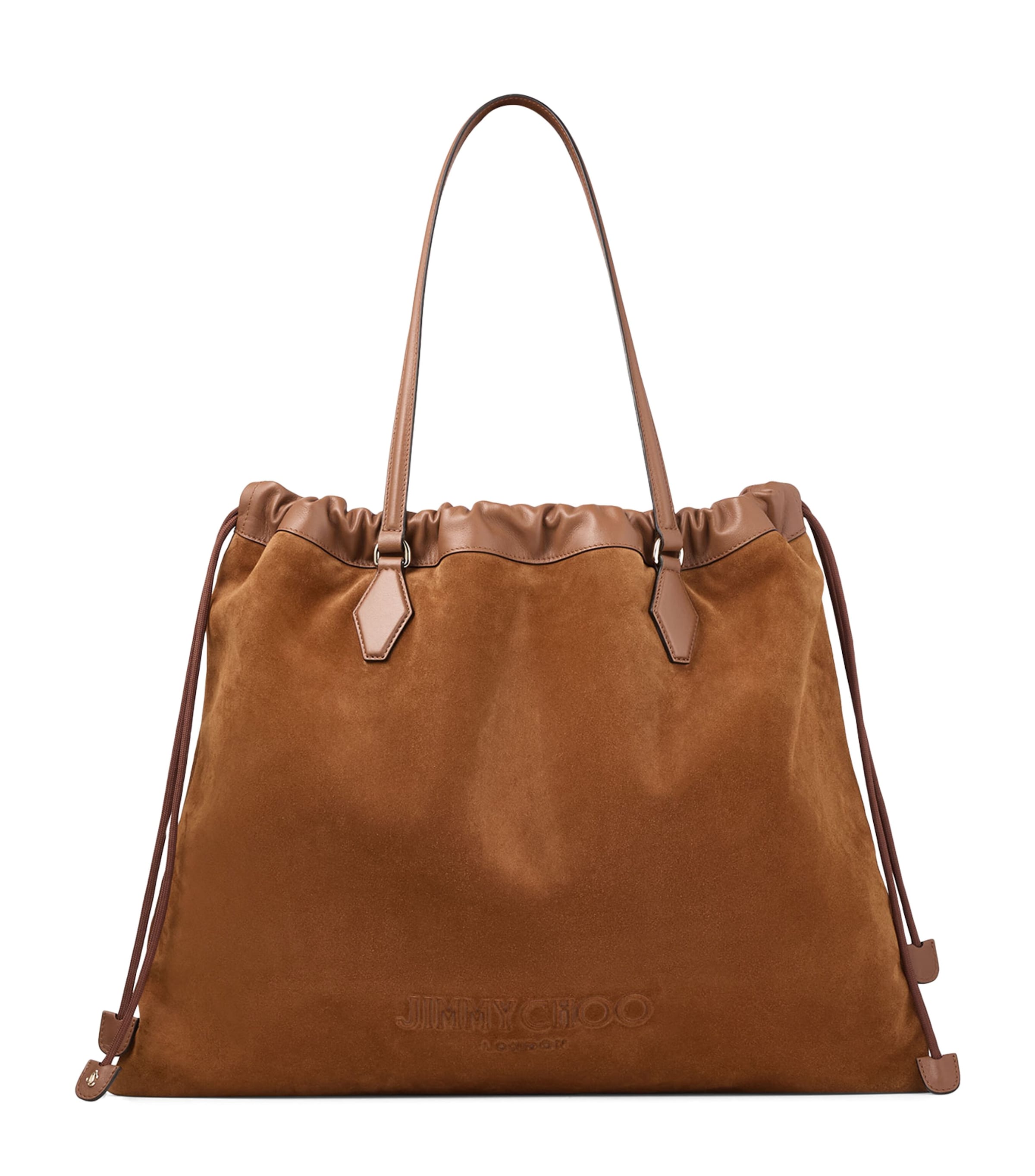 Jimmy Choo Large Suede Drawstring Tote Bag In Sand