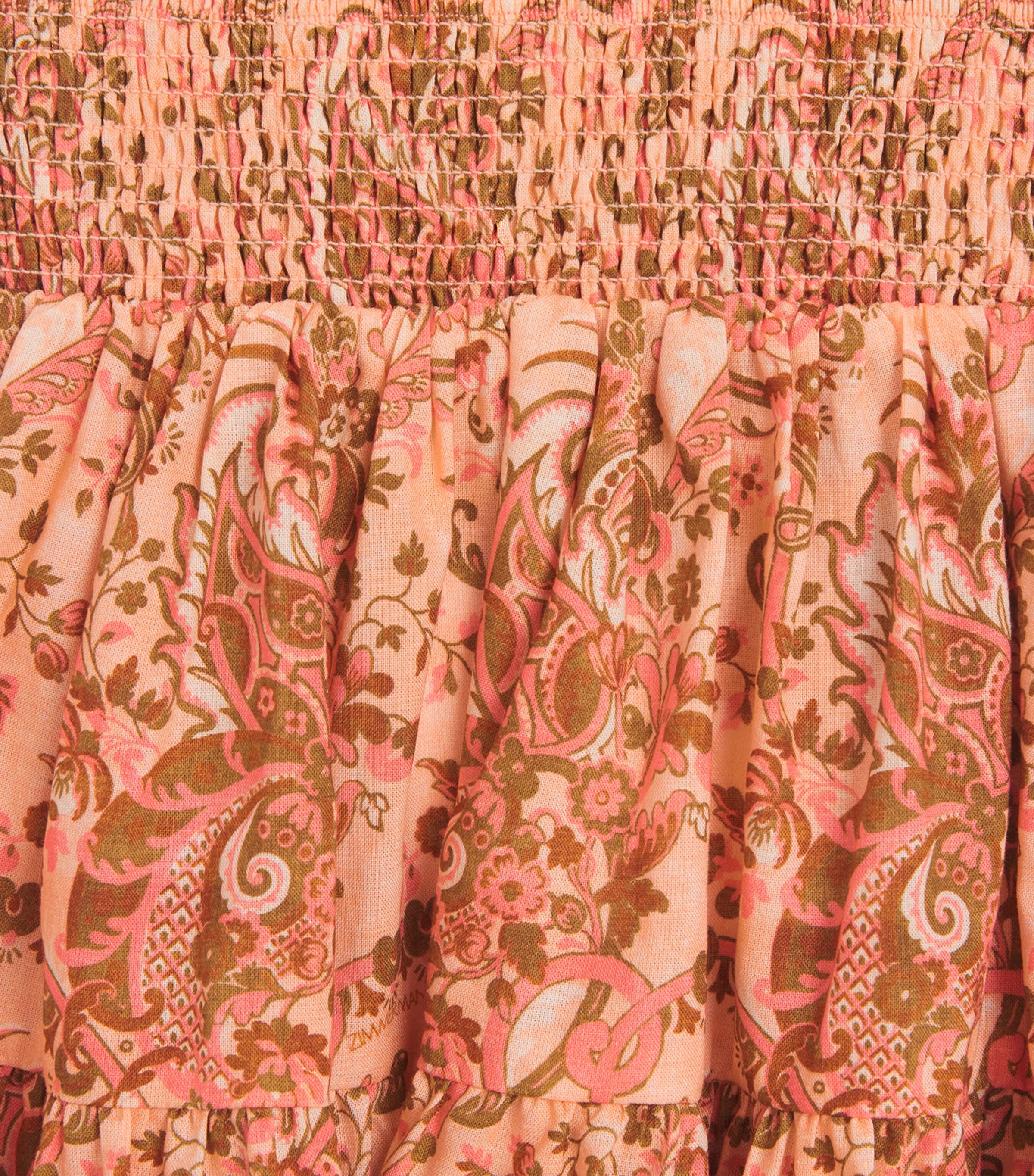 Zimmermann Kids Cotton Shirred Aster Skirt (2-12 Years) Pink Paisley Floral Image 3