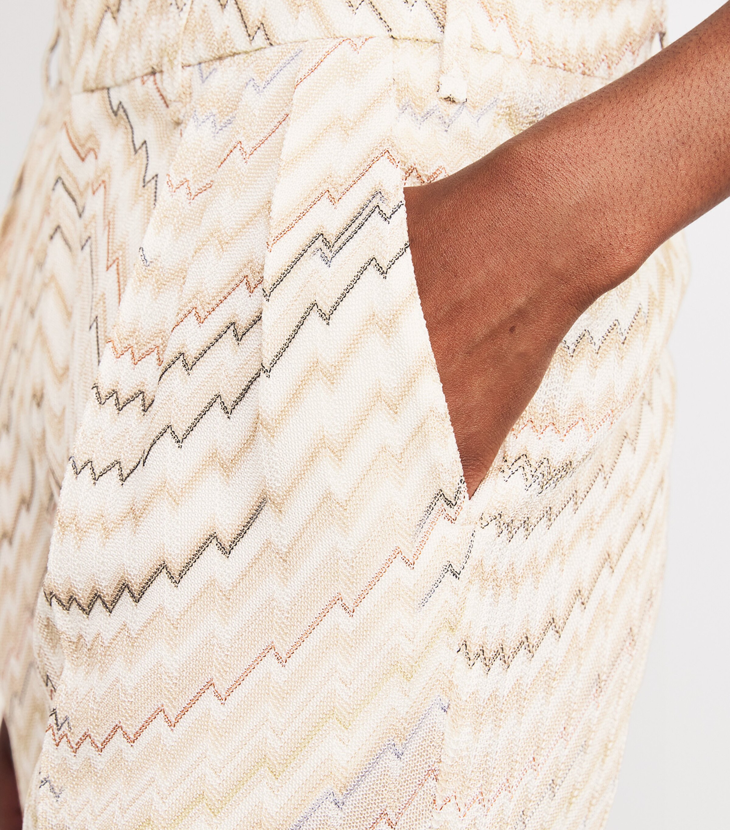 Zigzag Wide-Leg Tailored Trousers S01HS WHITE/BEIGE Image 6