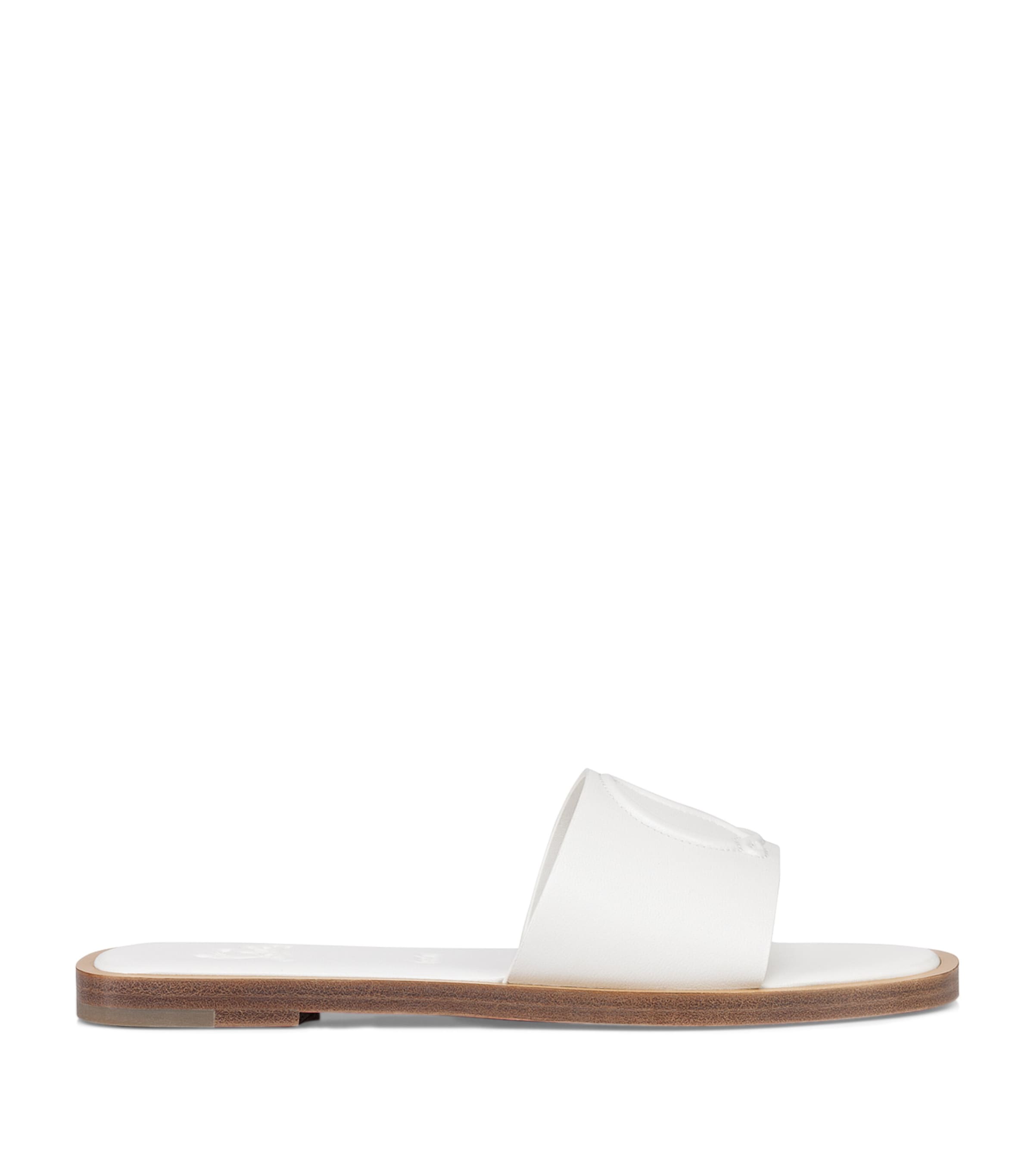 Shop Christian Louboutin Cl Mule Leather Flat Sandals In White