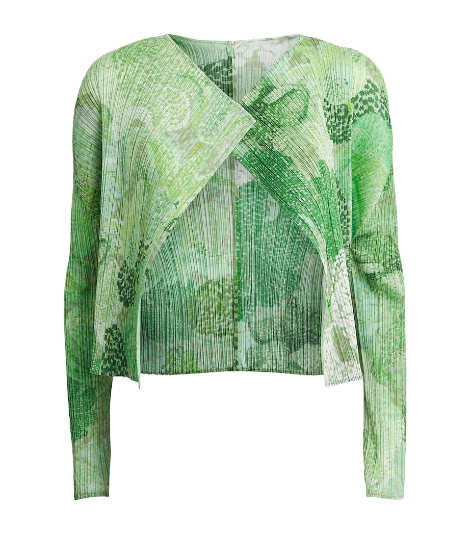 Pleats Please Issey Miyake Womens Pleated Foggy Forest Cardigan Grass Green Image 1