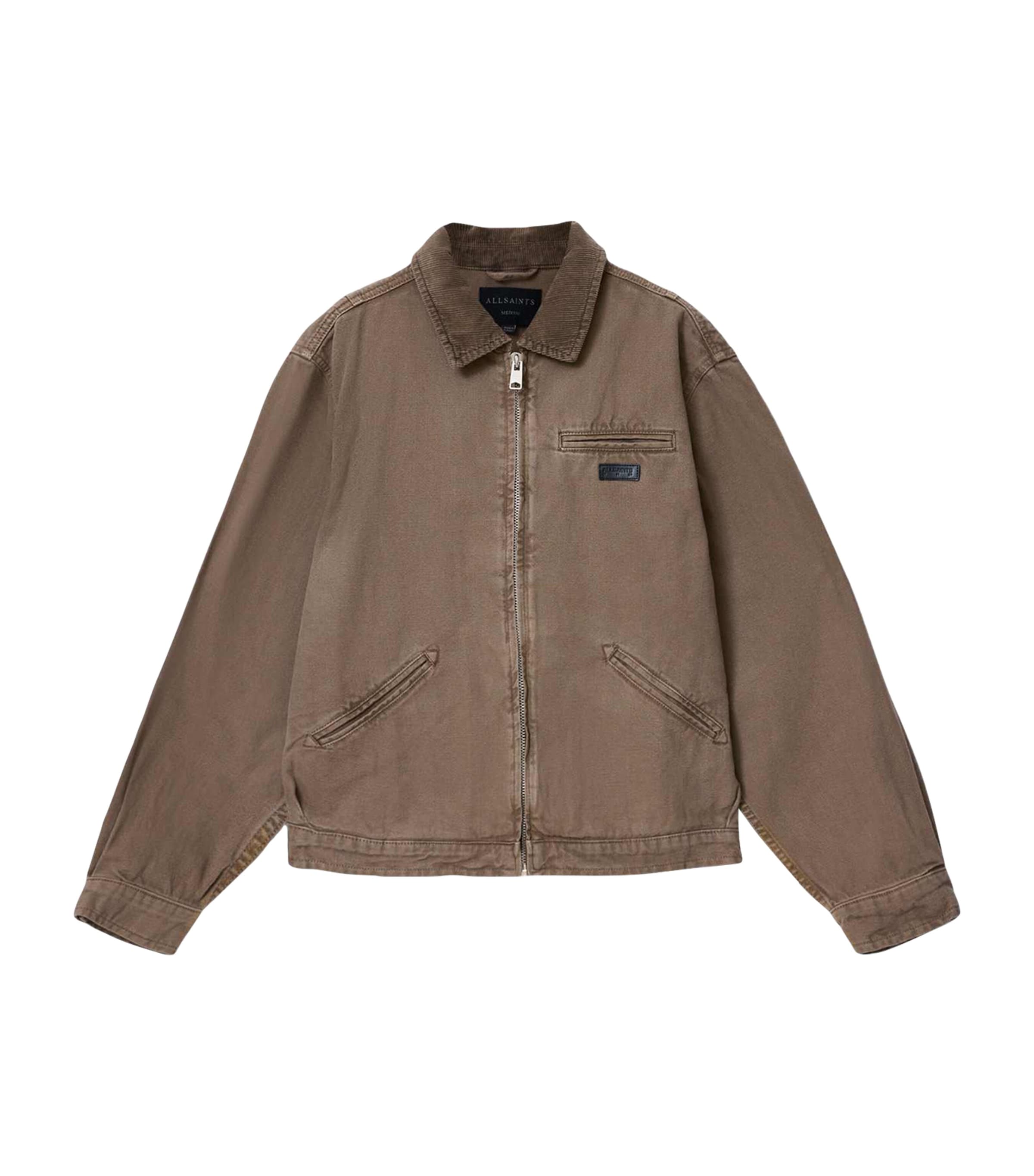 AllSaints Mens Organic Cotton Canvas Korey Jacket Mire Brown Image 1