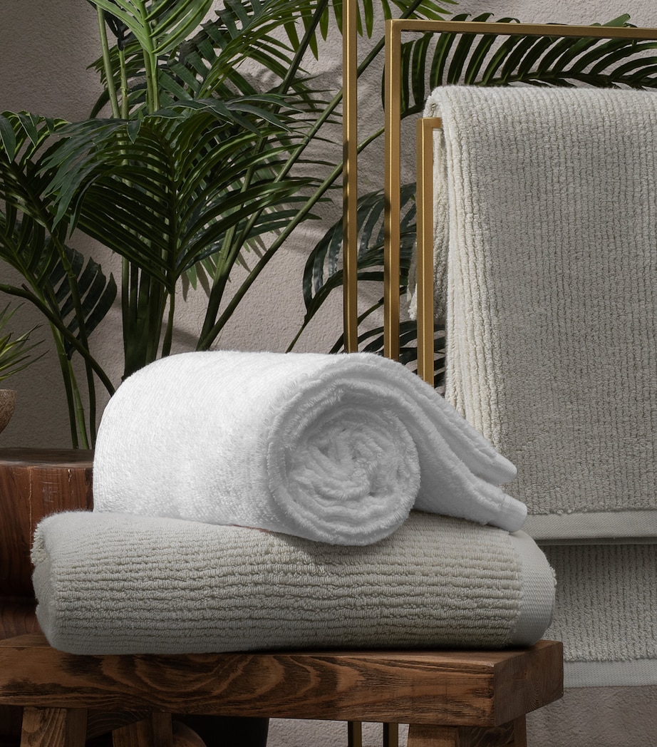 Organic Cotton Raya Hand Towel (50cm x 100cm) WHITE Image 3