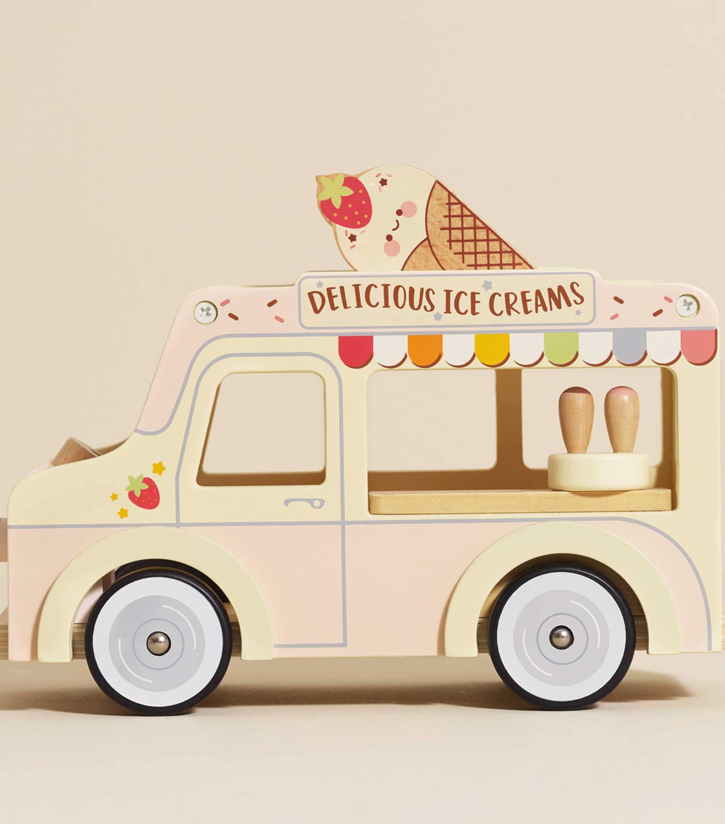 Wooden Miniature Ice Cream Van MULTI Image 4
