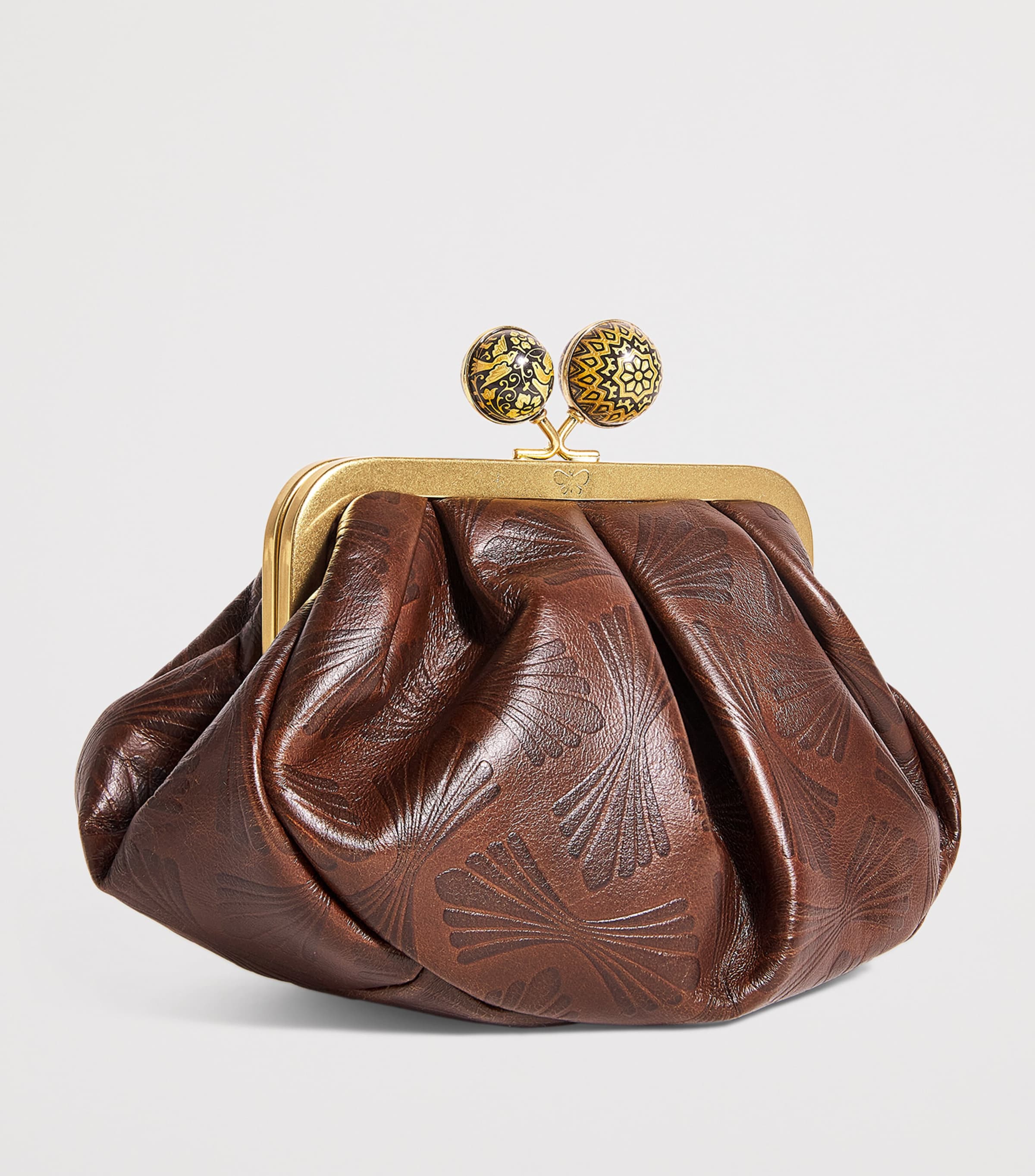 Leather Spanish Heritage Pasticcino Clutch Bag DARK BROWN Image 3