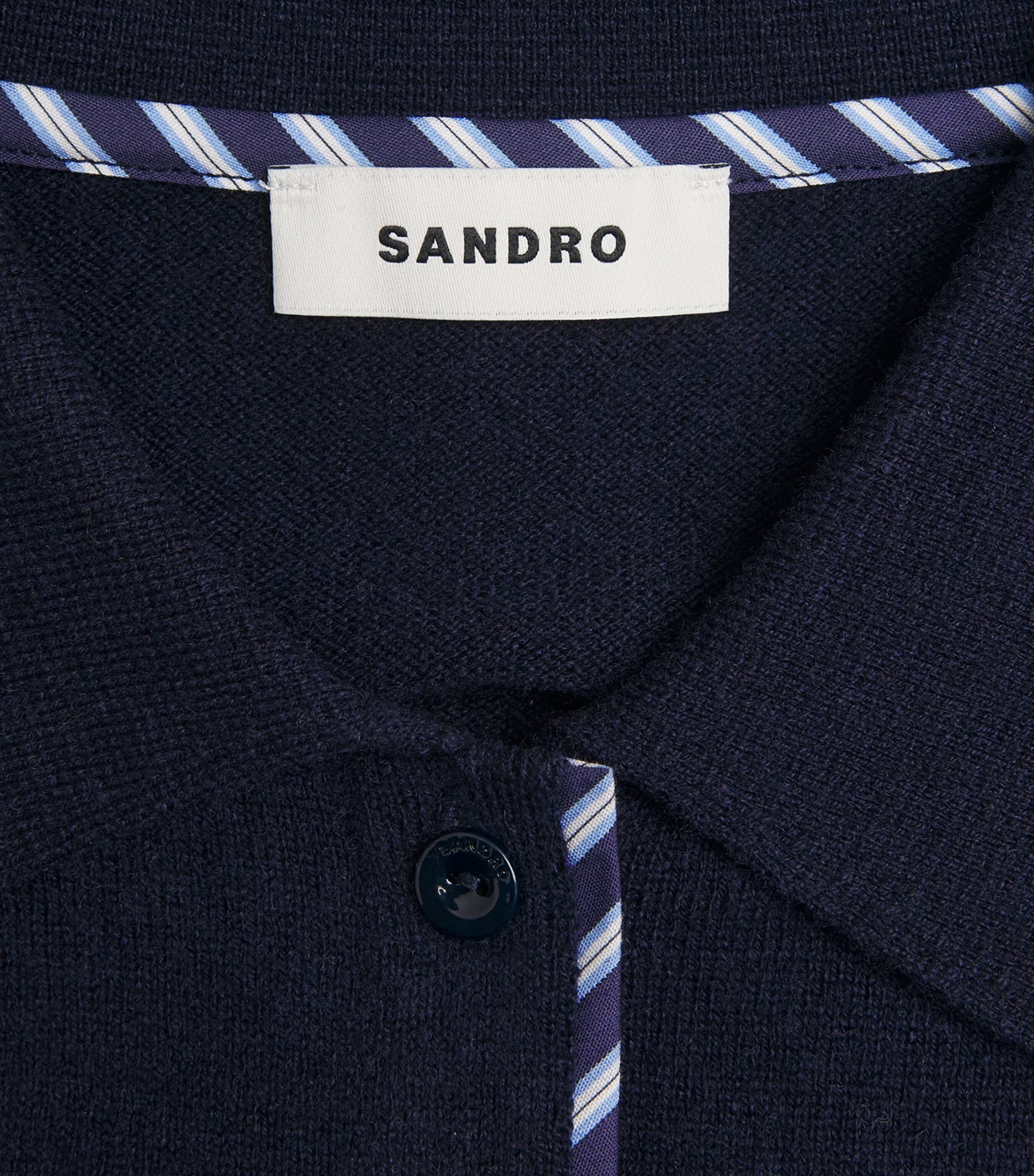 Wool-Cashmere Stripe Cardigan NAVY BLUE Image 5