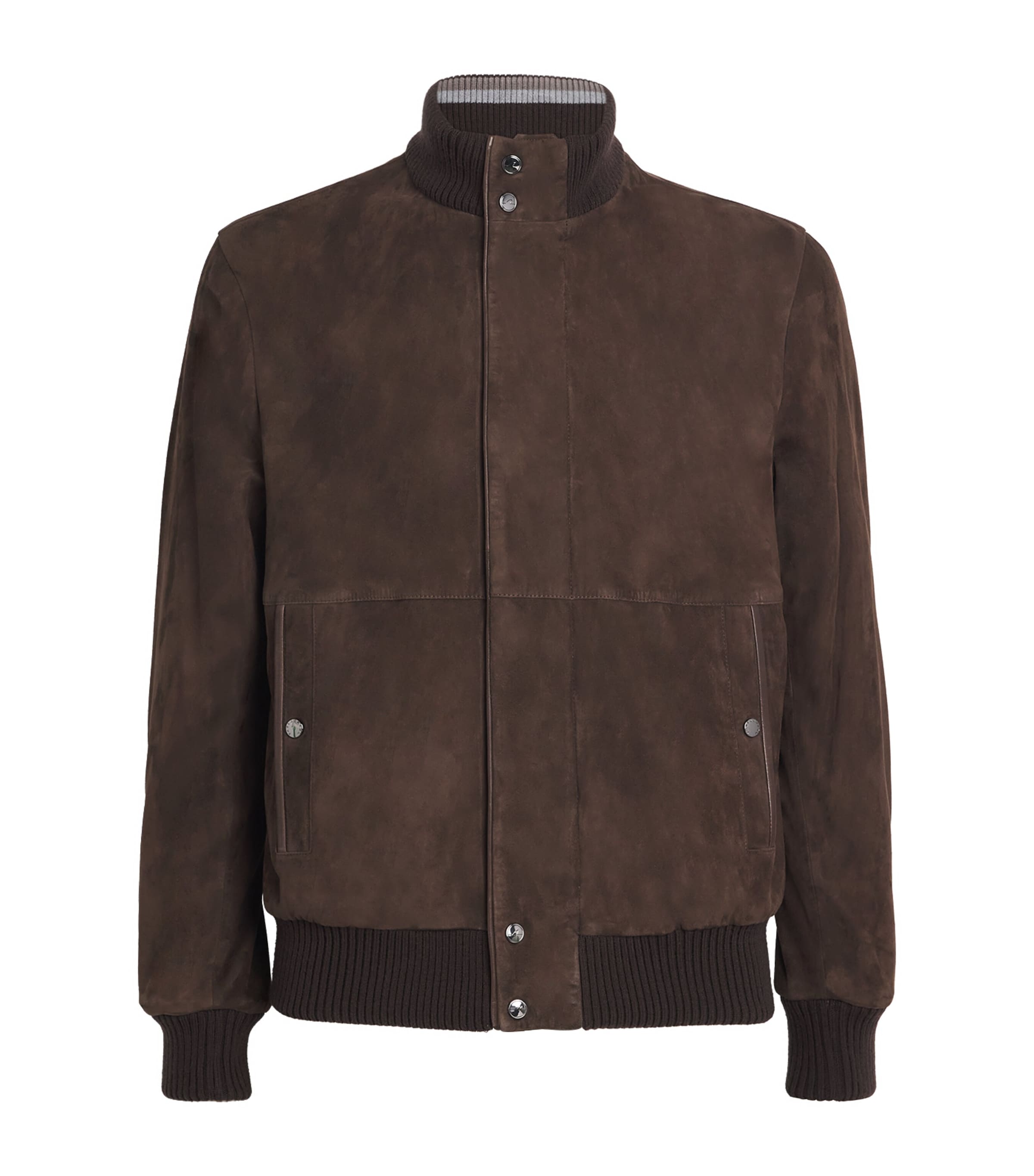 Paul & Shark Aqualeather Suede Bomber Jacket In Brown