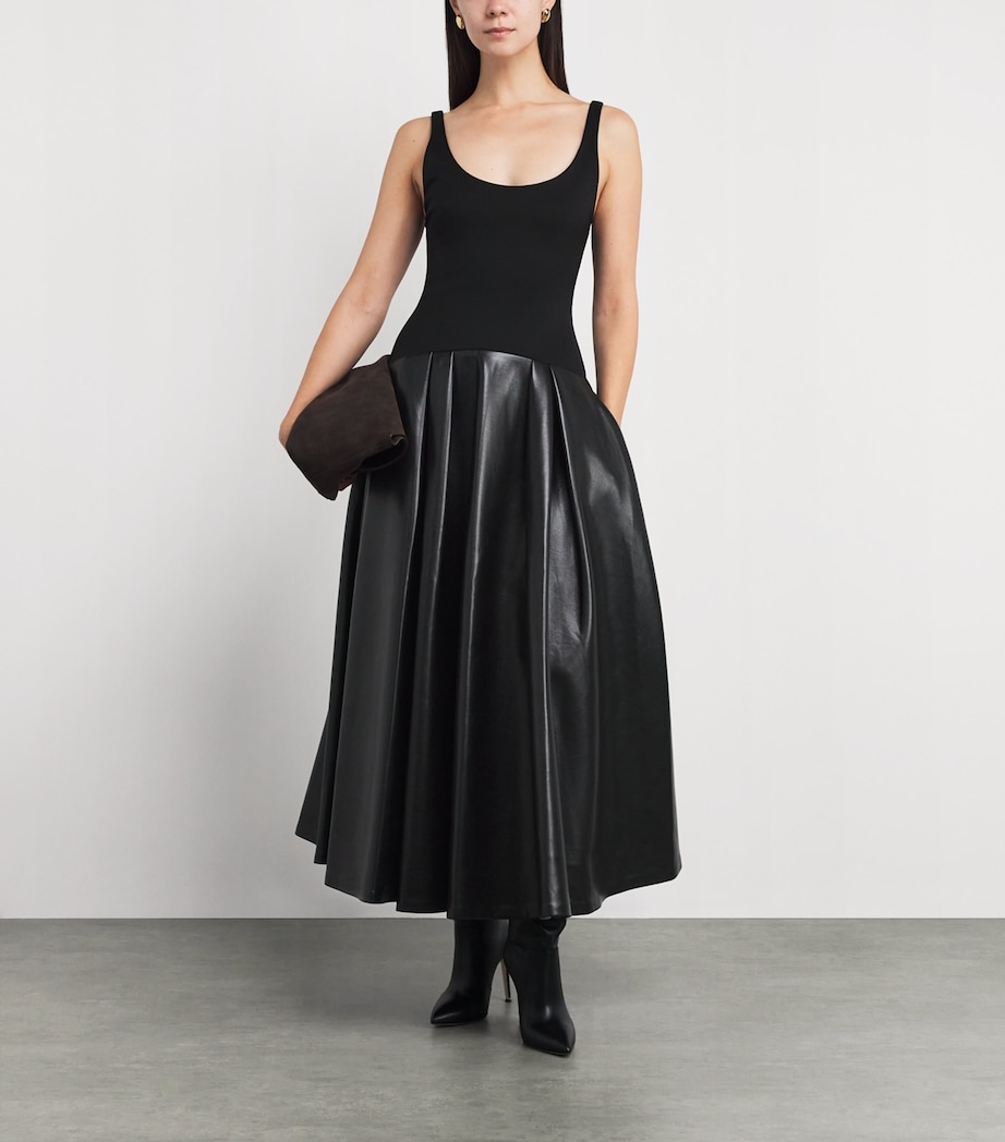 Scuba-Faux Leather Adley Dress A001 - BLACK Image 2