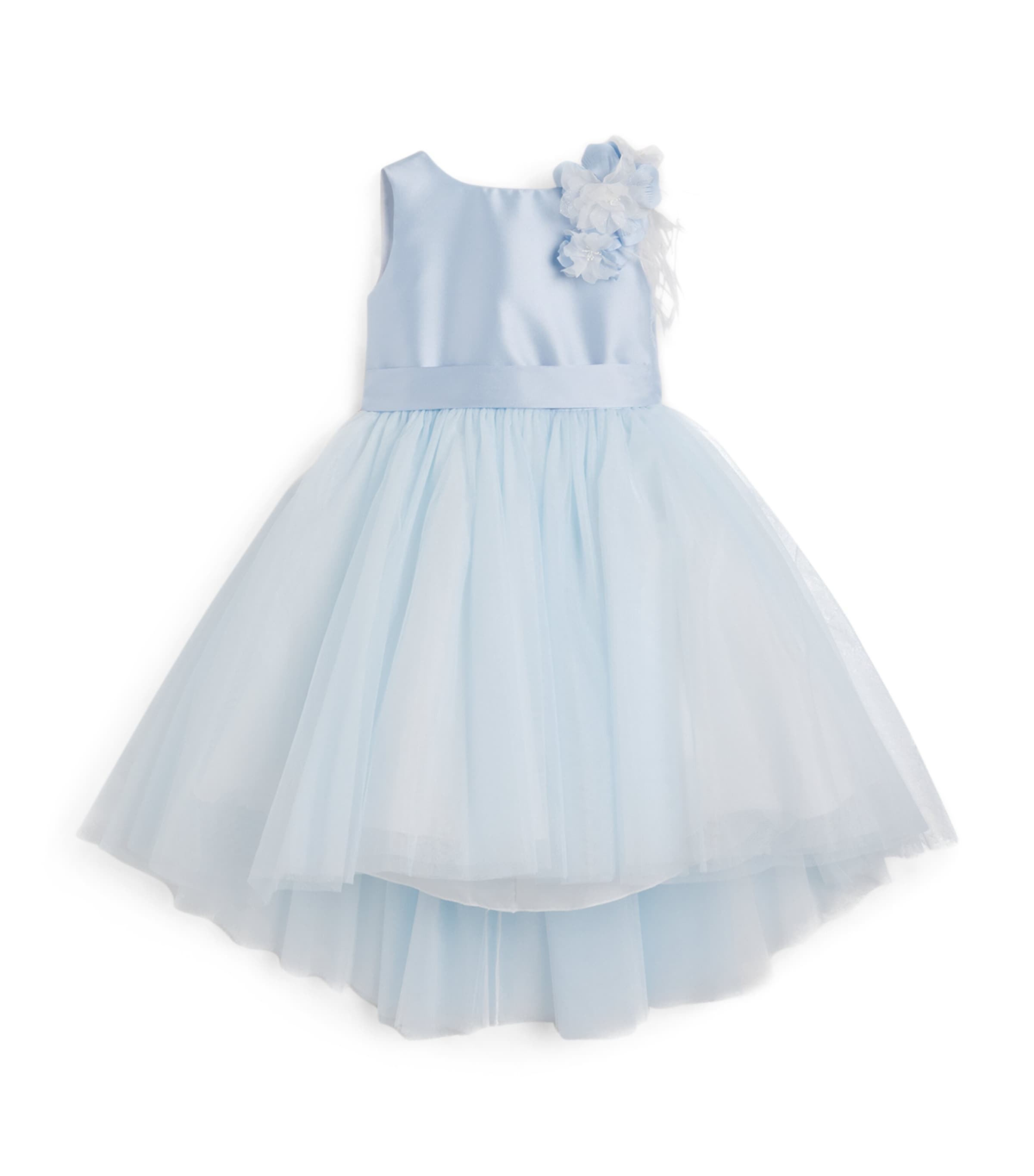 Tulle Floral-Detail Dress (2-14 Years) BLUE Image 1