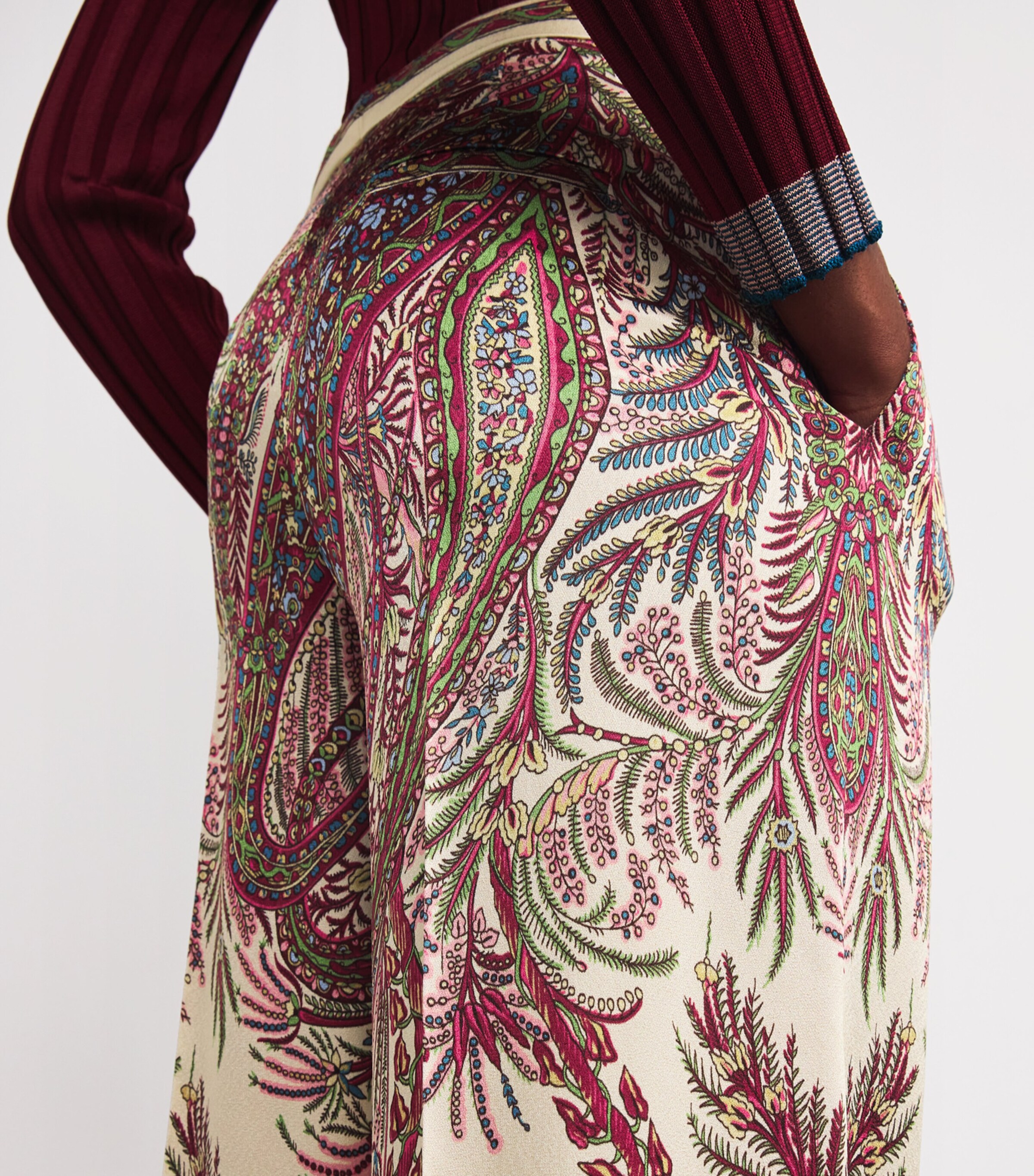 Etro Womens Satin Paisley Palazzo Trousers Image 6